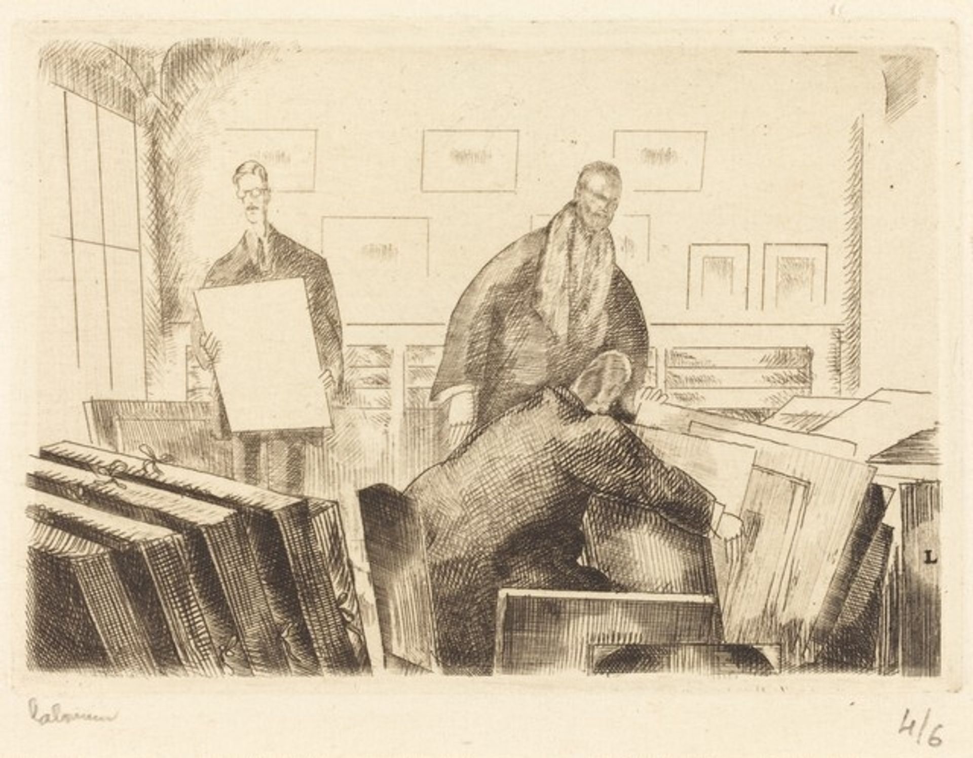 Print Connoisseurs (Les amateurs d'estampes) by Jean-Émile Laboureur