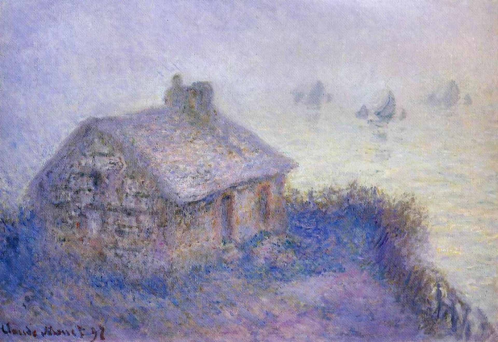 Customs House at Varengeville in the Fog by Claude Monet