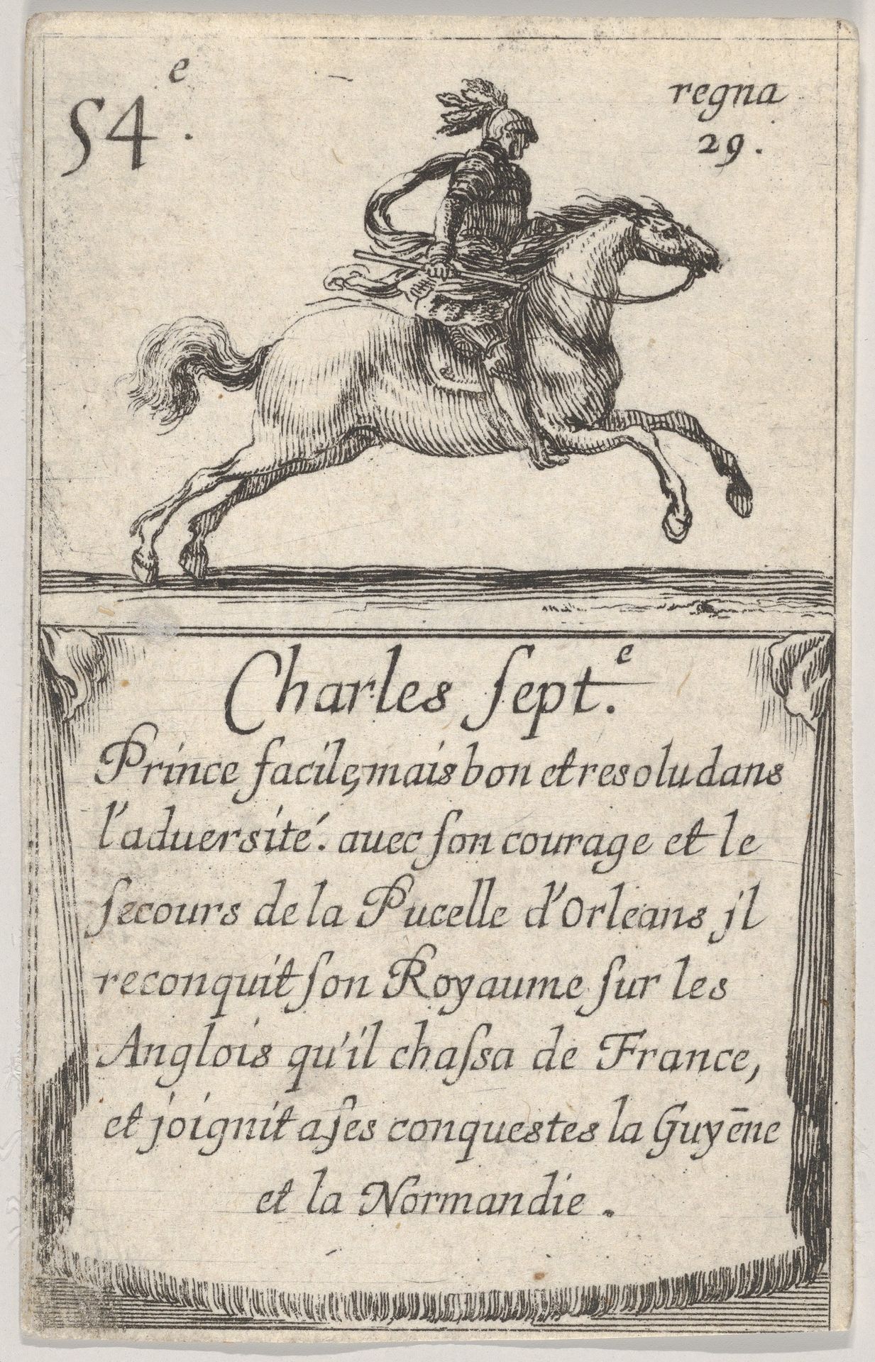 Charles Sept.-e / Prince facile..., from 'Game of the Kings of France' (Jeu des Rois de France) by Stefano della Bella
