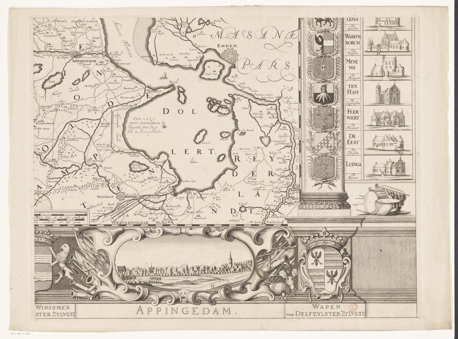 Kaart van de provincie Groningen (deel rechtsonder) by Cornelis Apeus