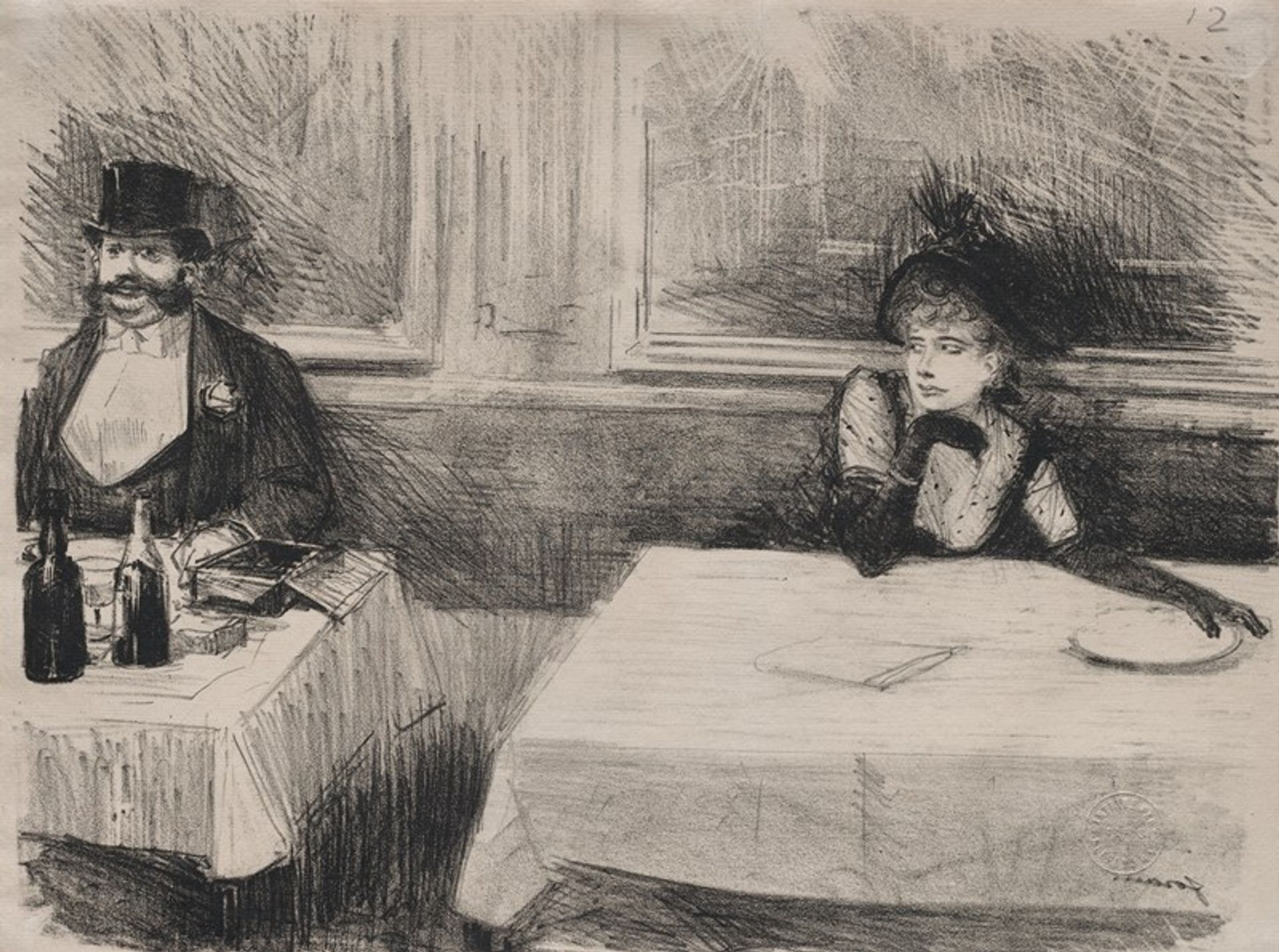 At the Restaurant by Jean-Louis Forain