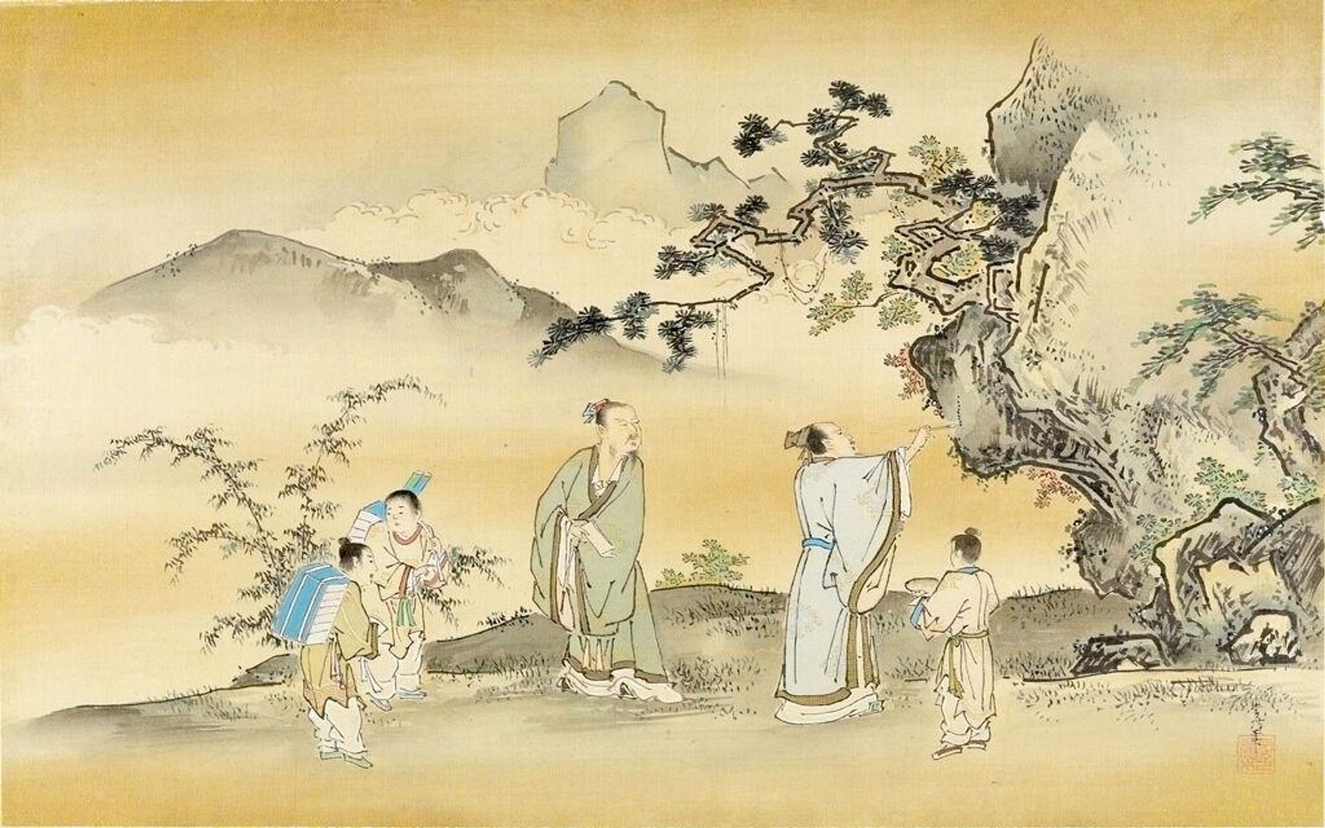 Sage Writing on a Rock by Kano Tsunenobu