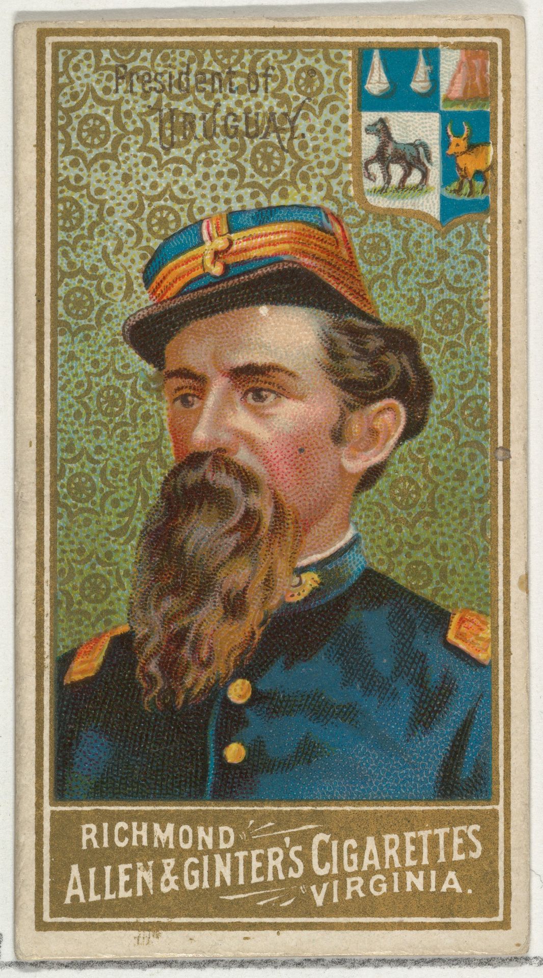 President of Uruguay, from World's Sovereigns series (N34) for Allen & Ginter Cigarettes by Allen & Ginter
