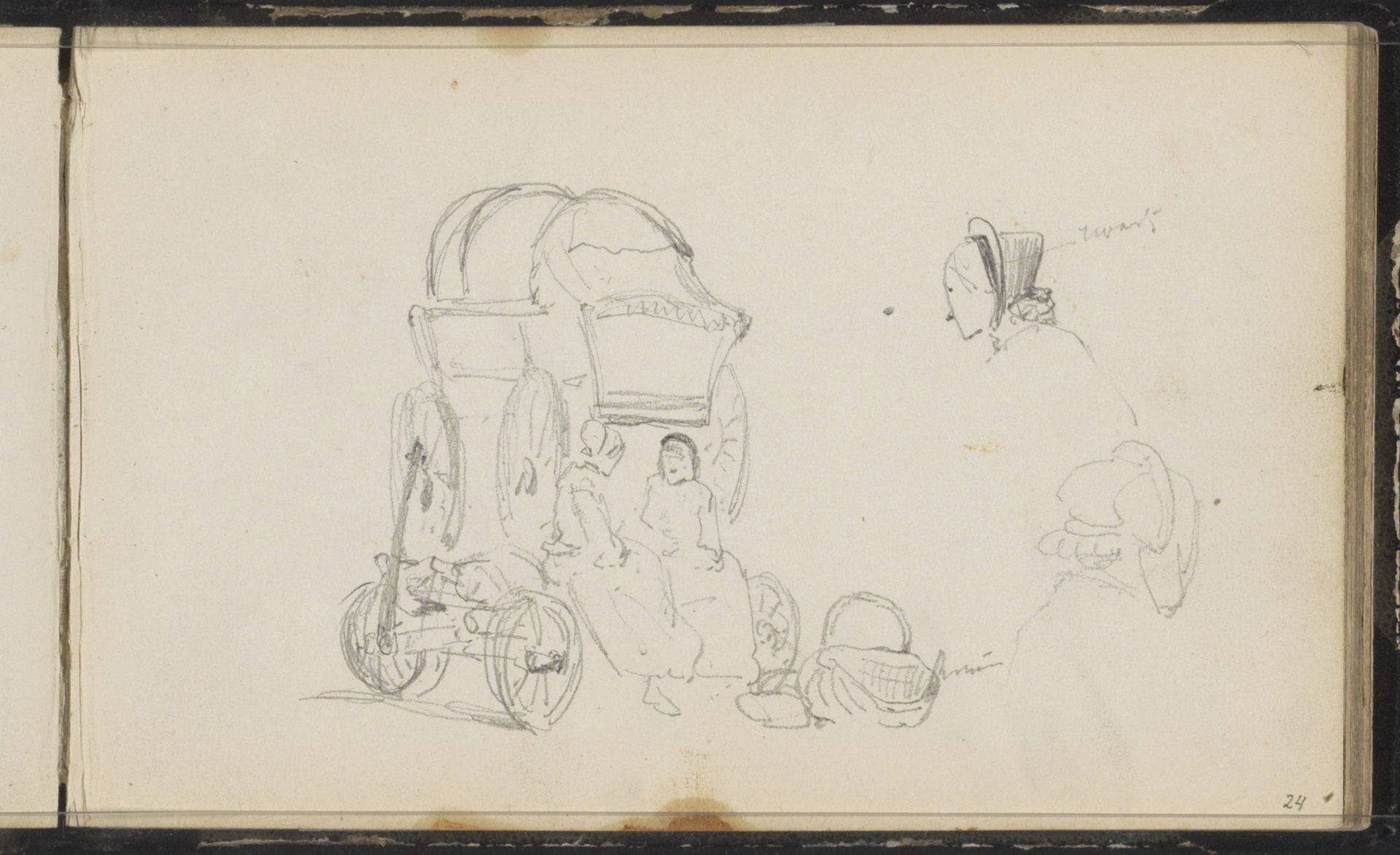 Vrouwen bij een wagen op een kar by Cornelis Springer