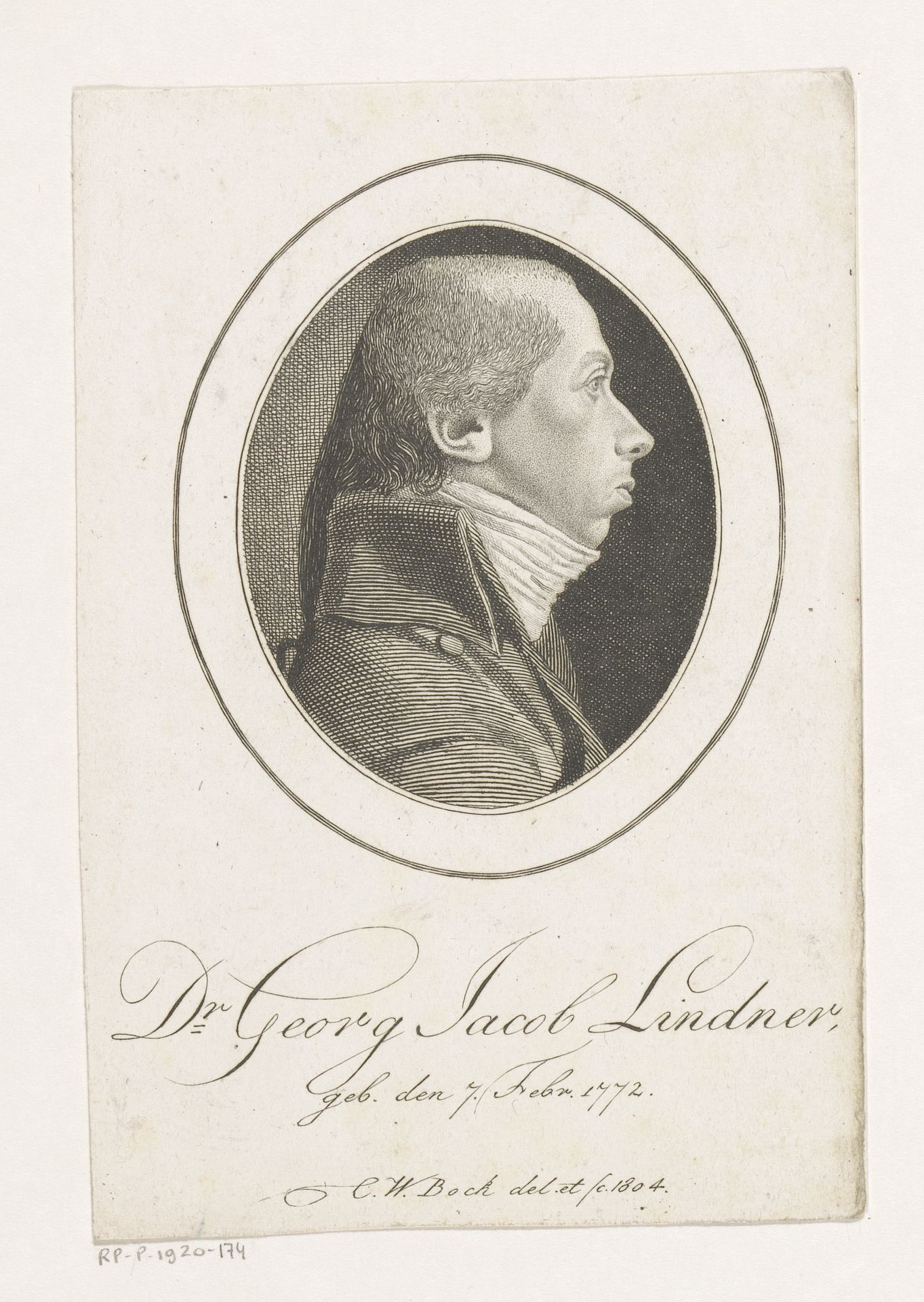 Portret van Georg Jacob Lindner by Christoph-Wilhelm Bock