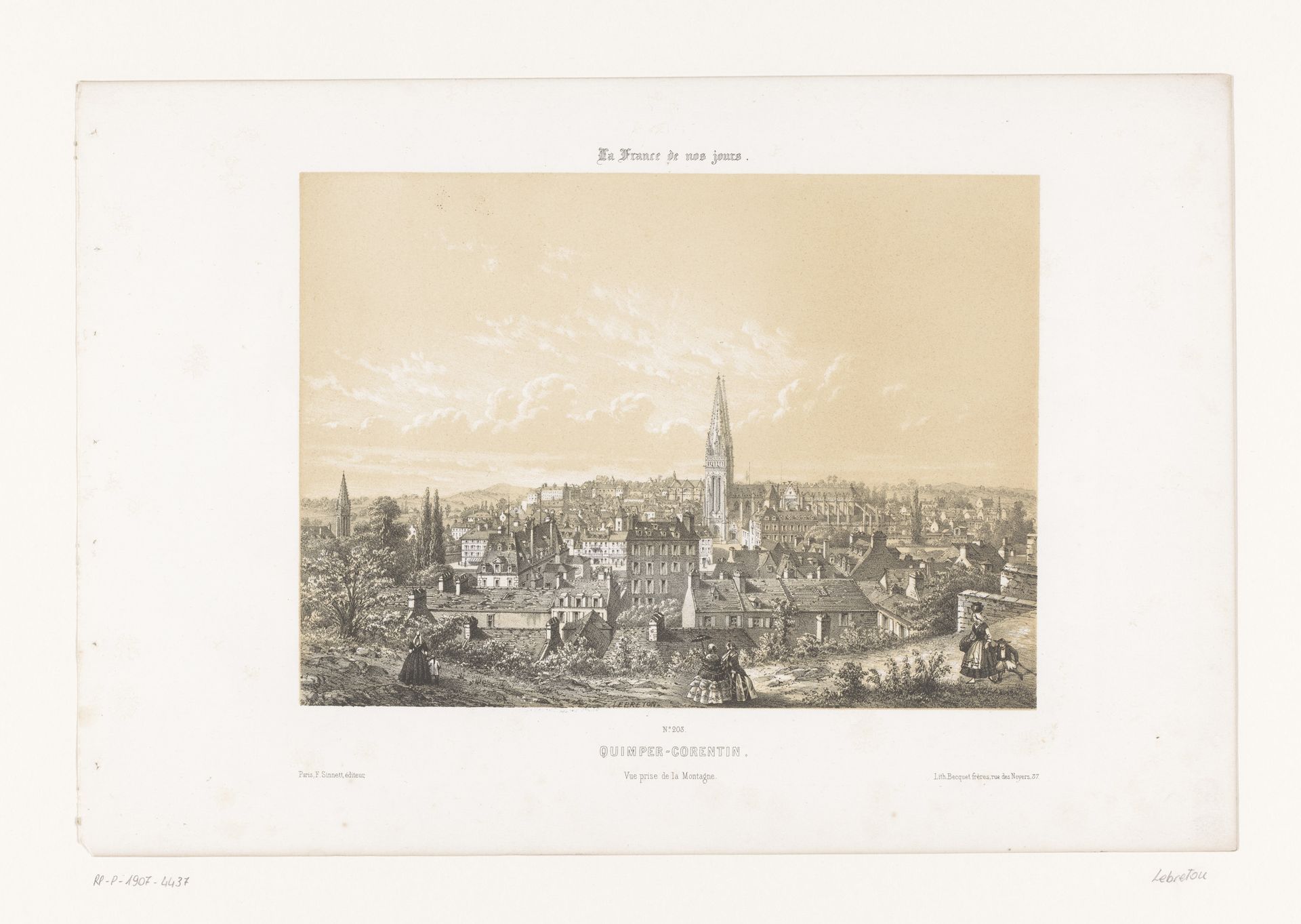 Zicht op Quimper vanaf de heuvel by Louis Lebreton