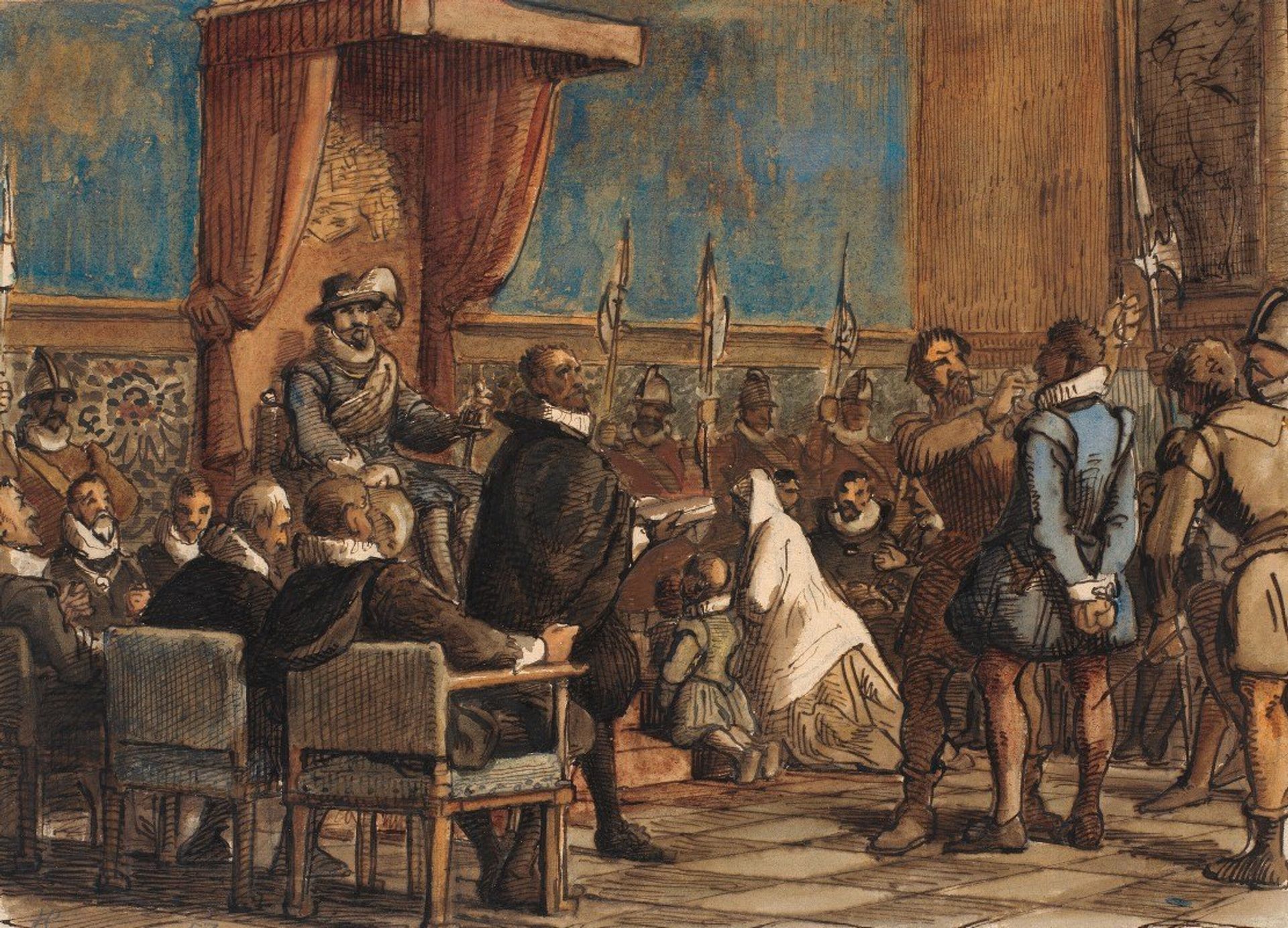 Chr. 4. Lader Bødlen Tage Ordenskæden Og Sværdet Fra Falskneren Christopher Rosenkrantz by Wilhelm Marstrand
