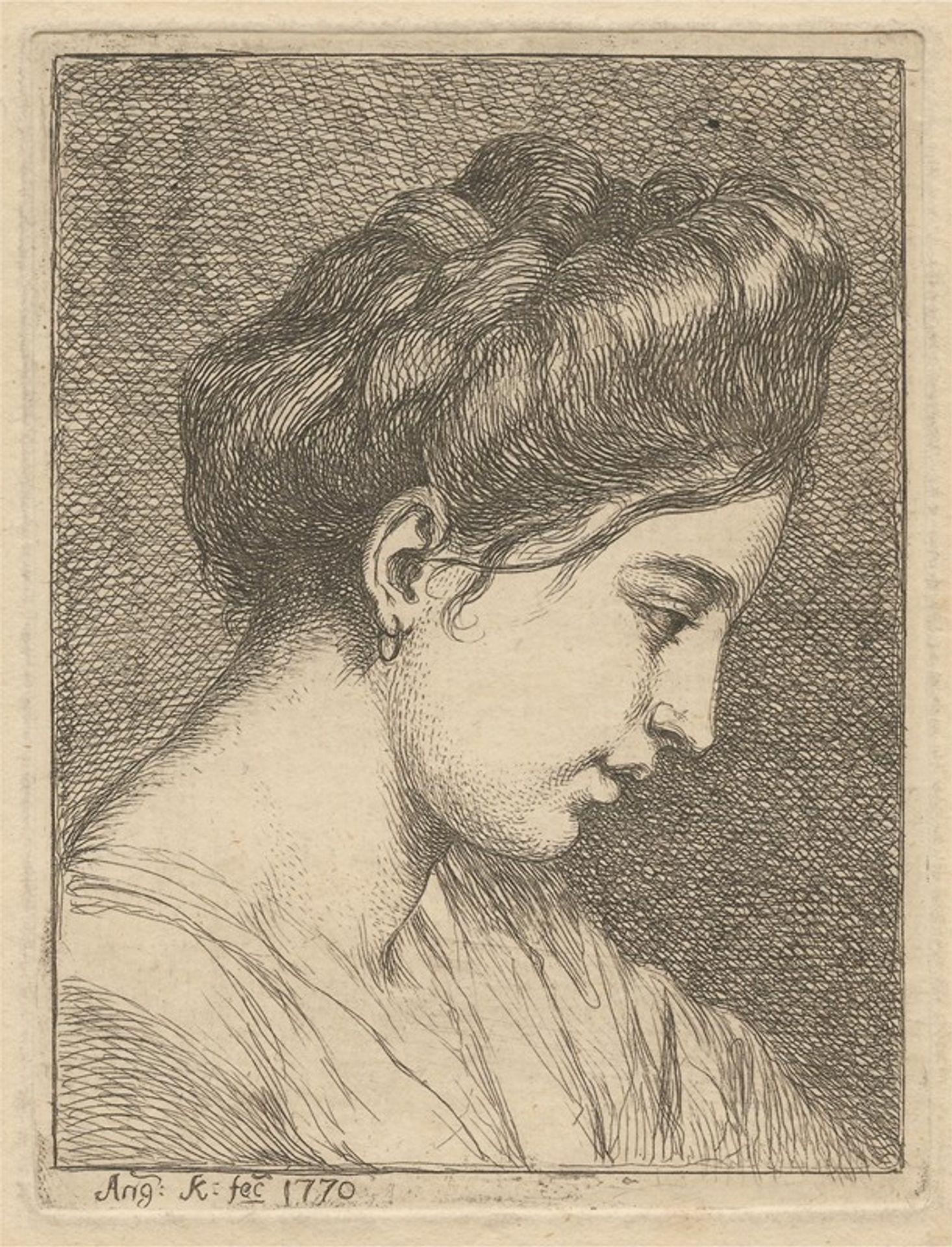 Woman Adjusting a Ribbon in Her Hair by Angelica Kauffmann