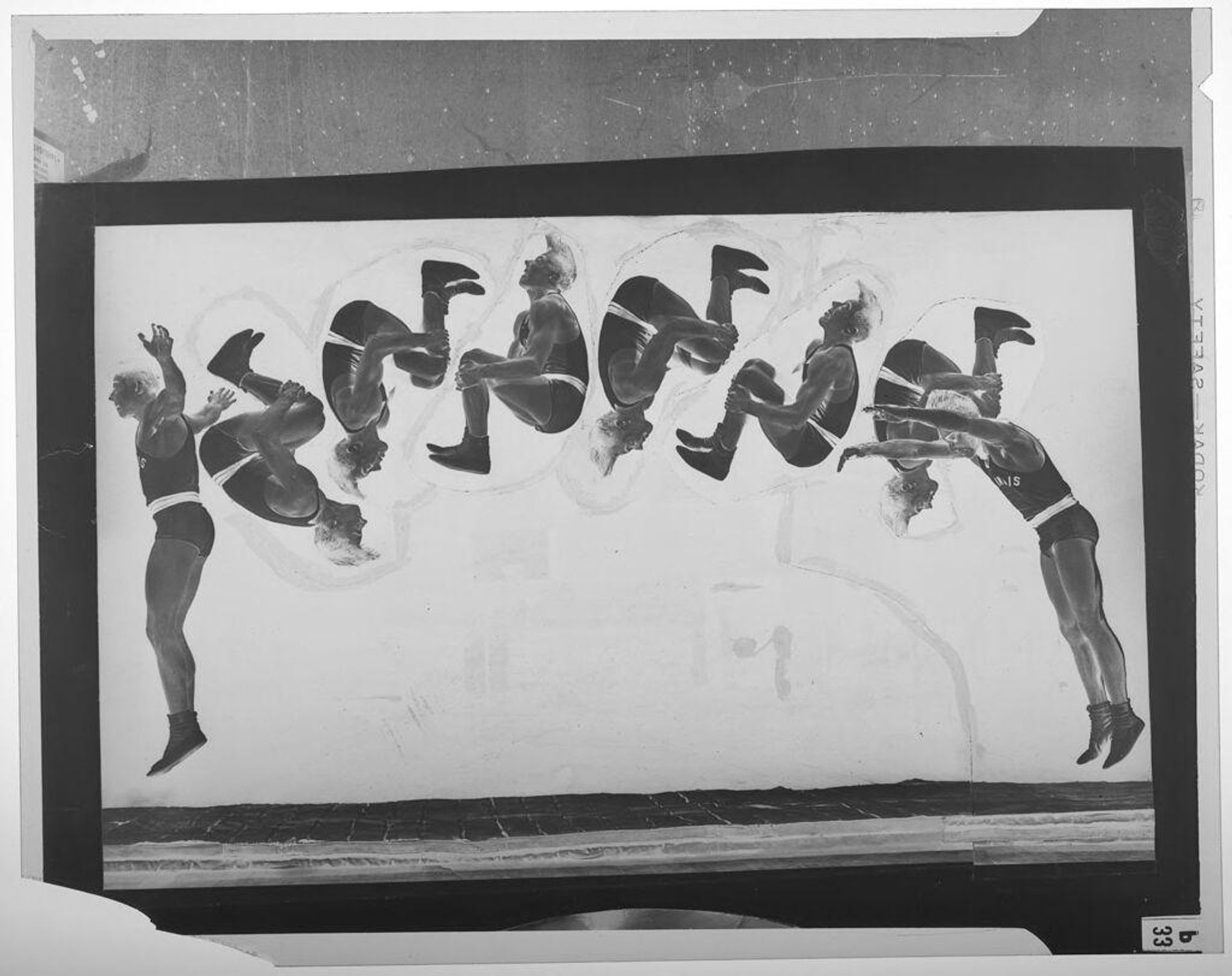 Untitled (composite photograph of a man doing a jumping somersault; continuous motion) by Jack Gould