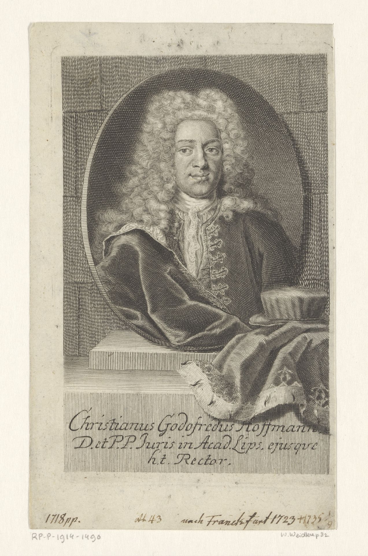 Portret van Christian Gottfried Hofmann by Martin Bernigeroth