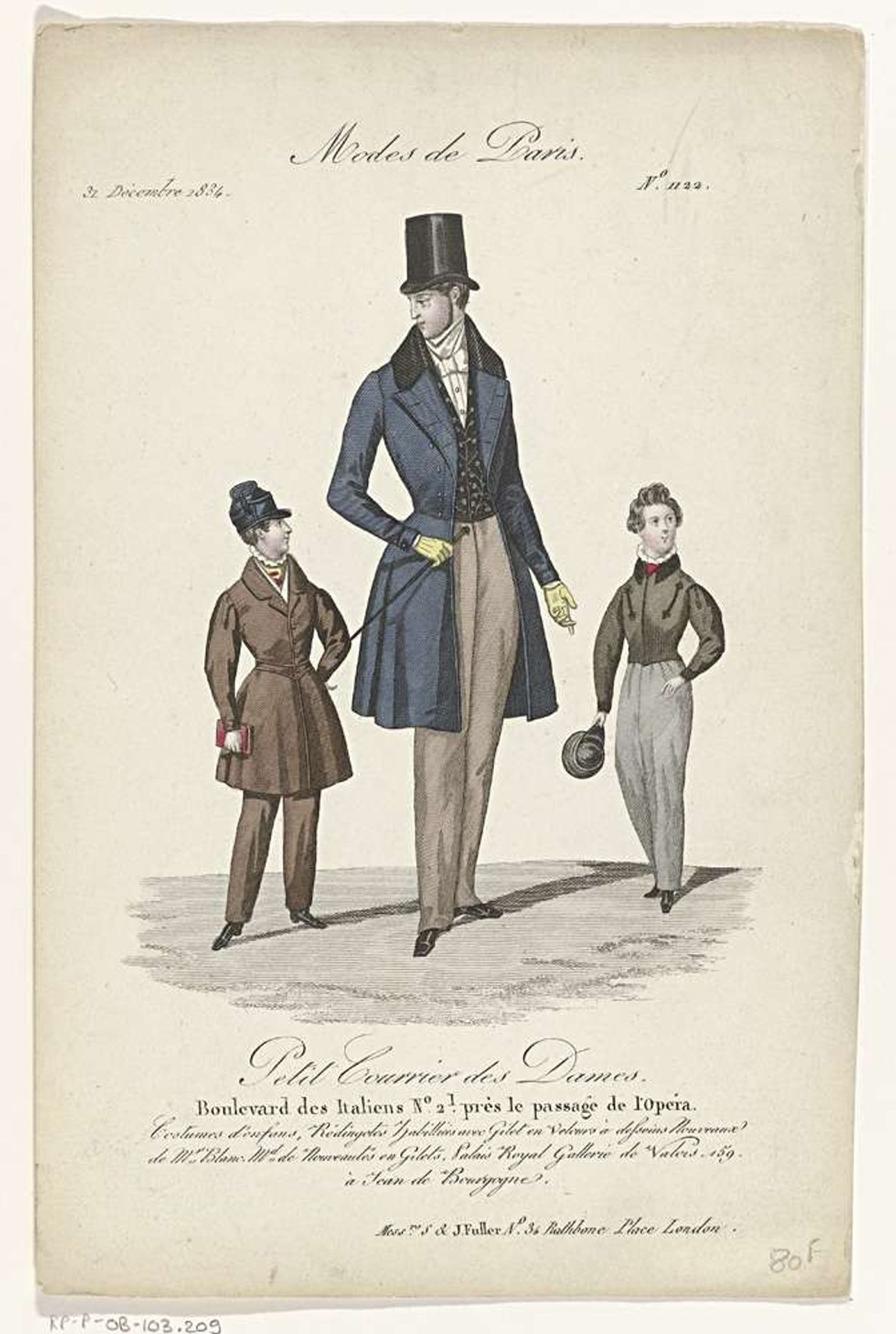 Petit Courrier des Dames, 31 décembre, 1834, No. 1122 : Costumes d'enfans (...) by Anonymous
