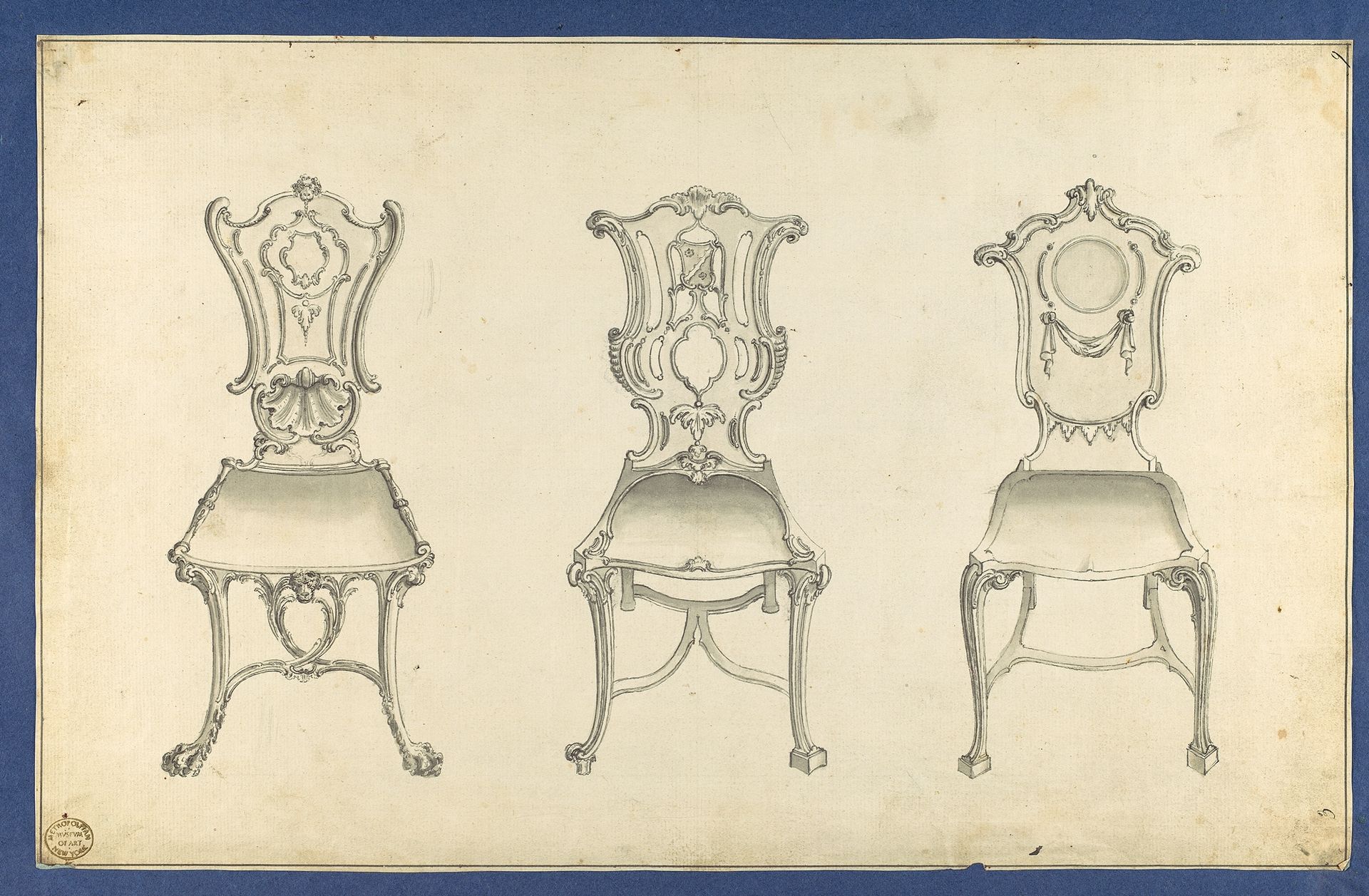 Hall Chairs, in Chippendale Drawings, Vol. I by Thomas Chippendale