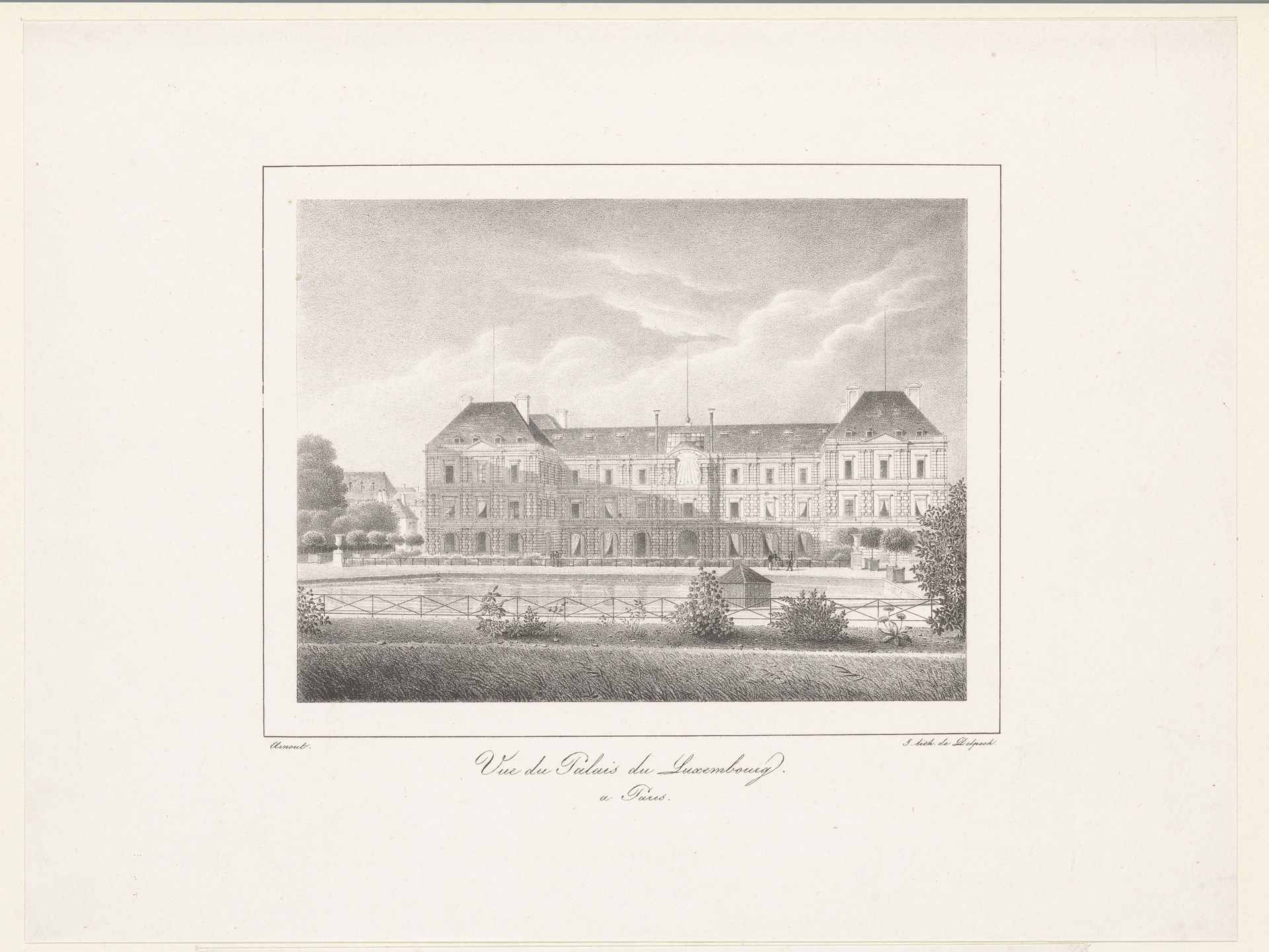 Zicht op het Palais du Luxembourg in Parijs by Jean-Baptiste Arnout