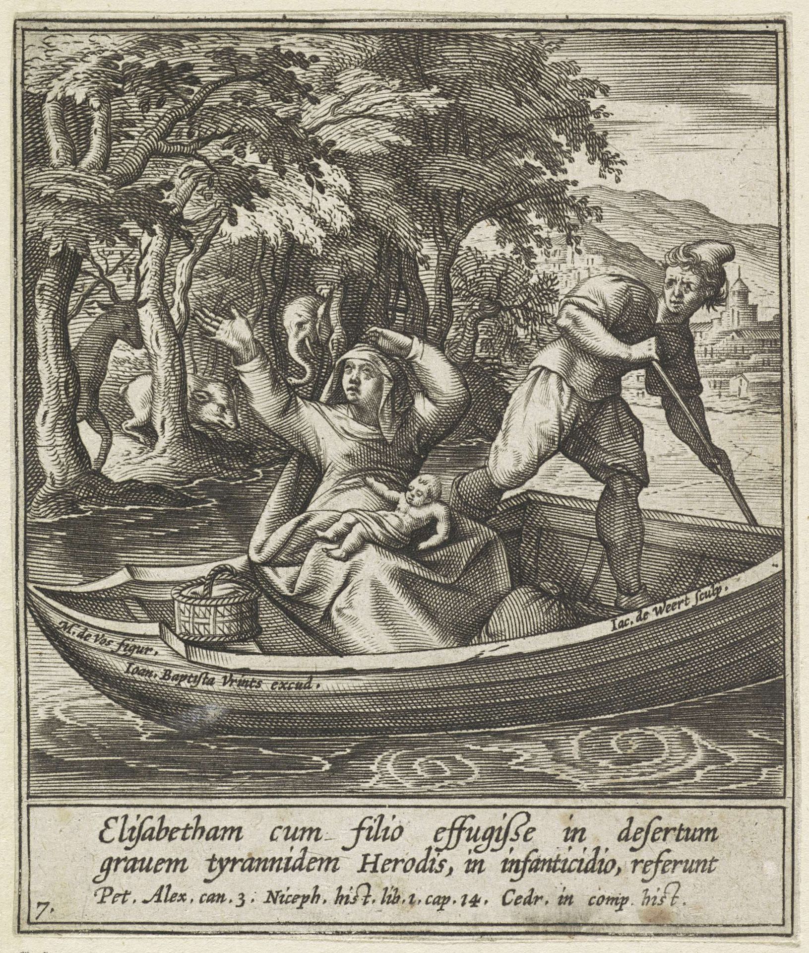 Elisabet op de vlucht met Johannes de Doper by Jacob de Weert