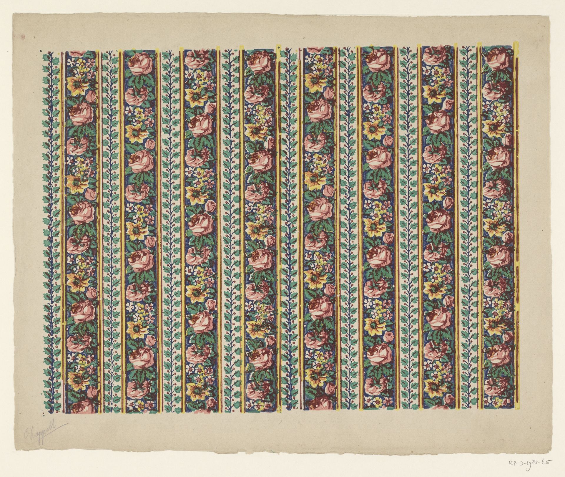 Blad met banenpatroon met bloemen by Stampi Remondiniani PESP