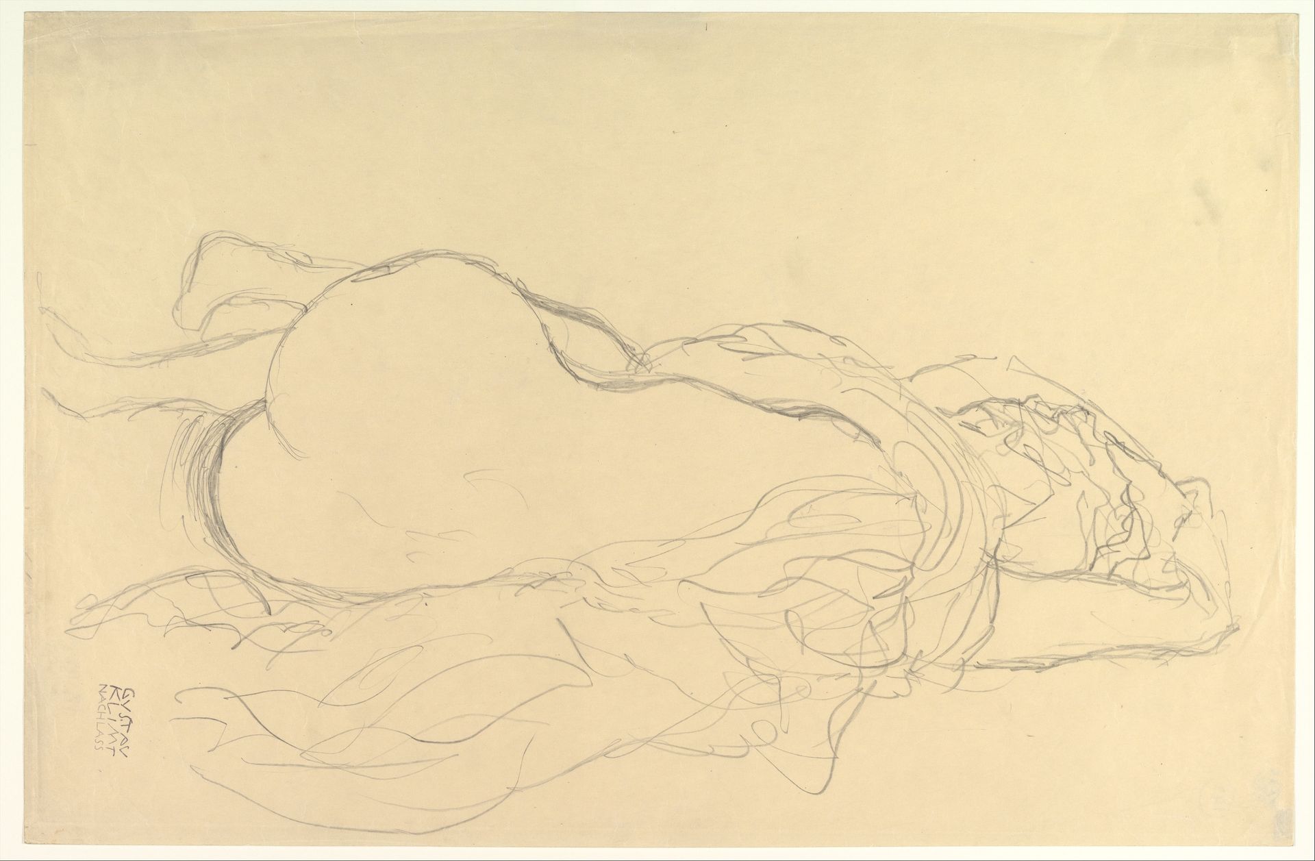 Reclining Nude with Drapery, Back View by Gustav Klimt