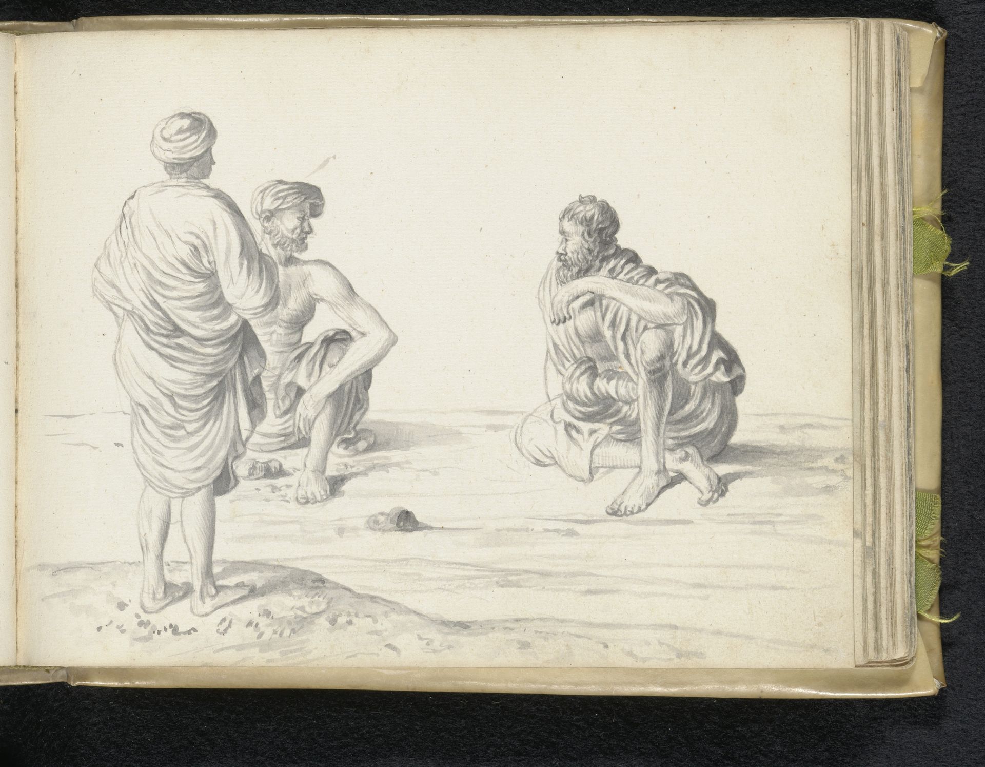Three labourers in conversation by Esaias Boursse