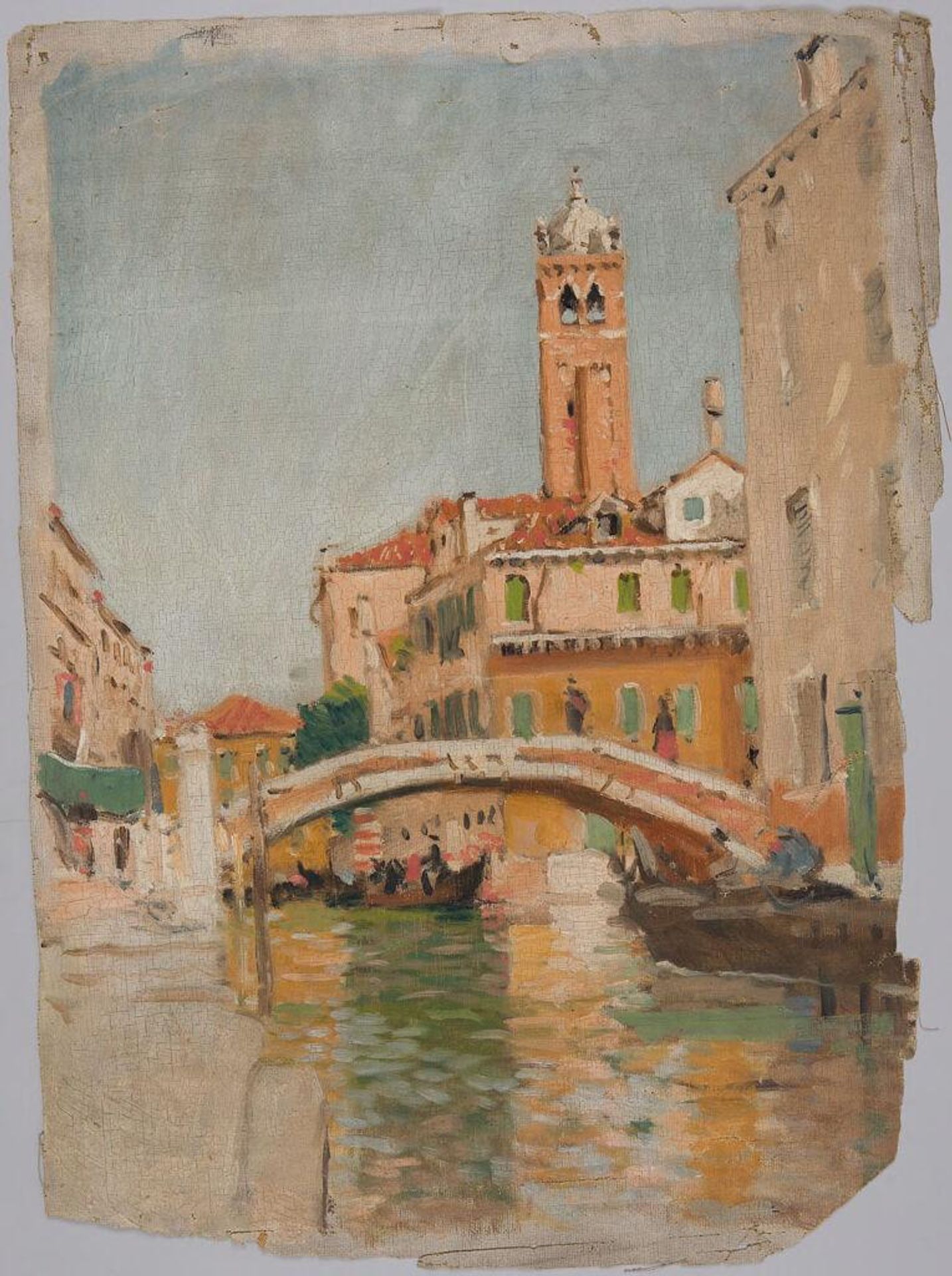 Canal with Bridge and Gondola by Denman Waldo Ross