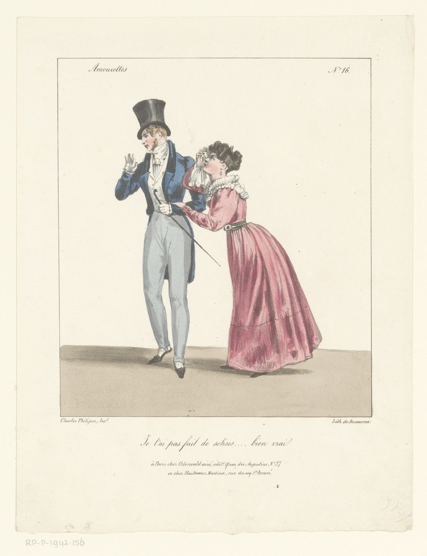 Man en vrouw maken ruzie by Charles Philipon