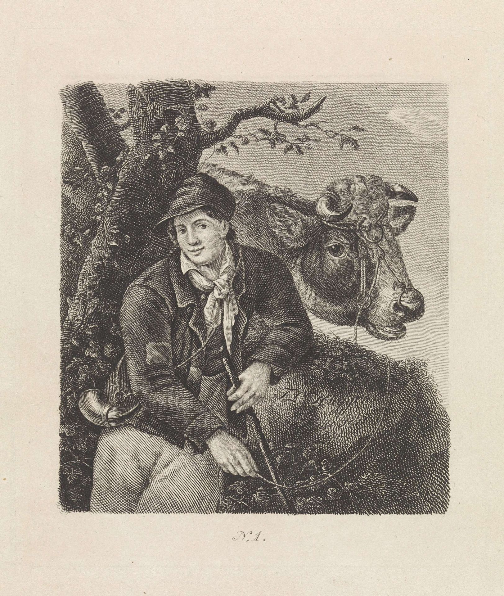 Jongen met koe by Frederik Lodewijk Huygens
