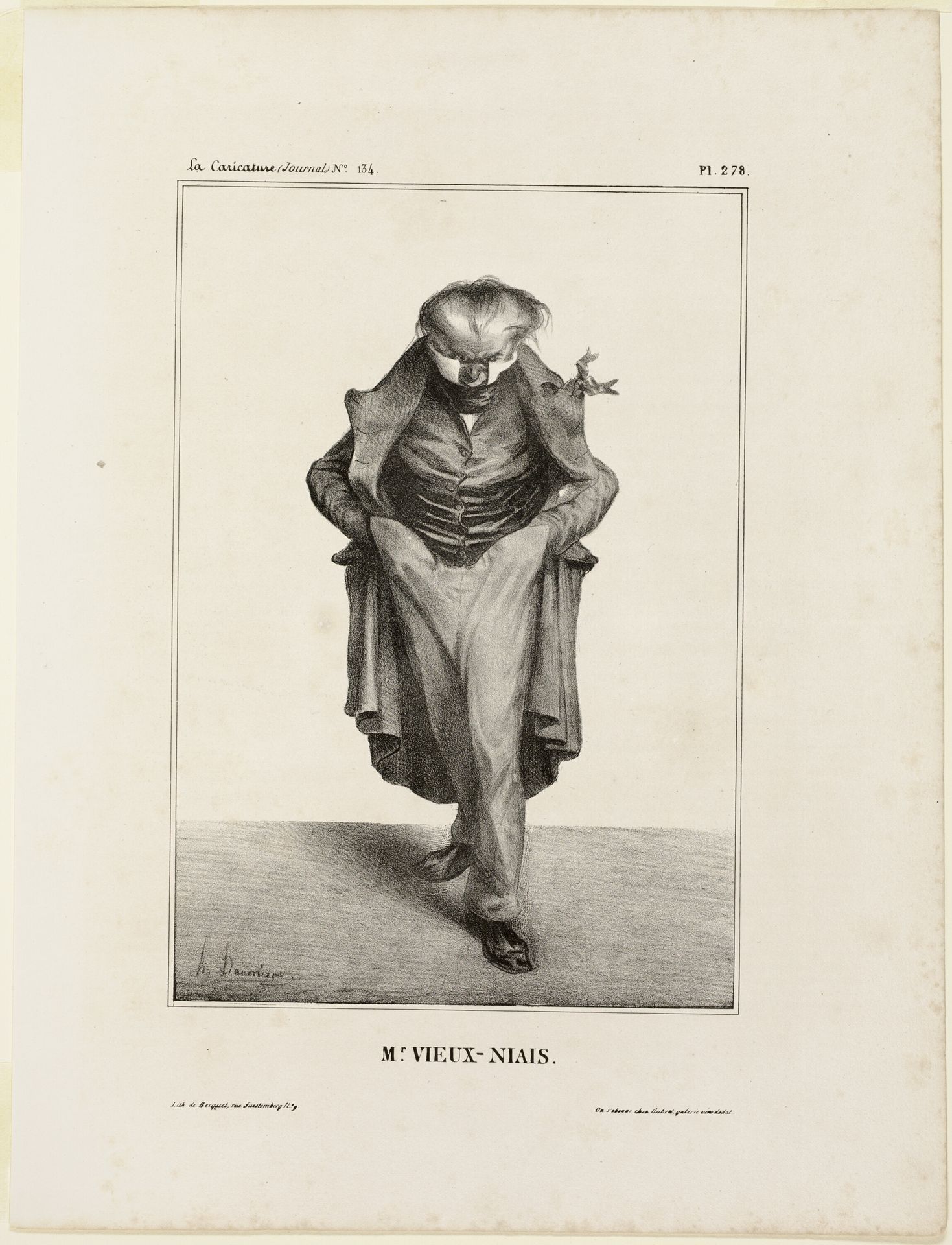 Mr. Vieux-Niais, plate 278 from Célébrités de la Caricature by Honoré Daumier