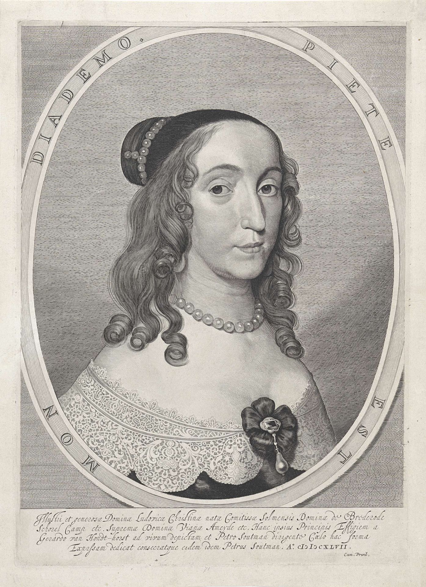 Portret van Ludovica Christina van Solms-Braunfels by Cornelis Visscher