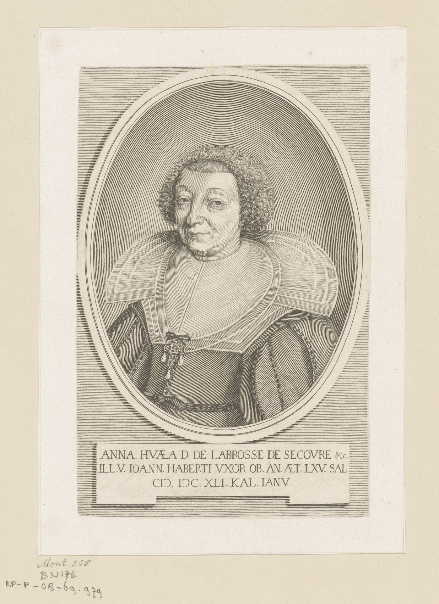 Portret van Anne Hue de Miromesnil by Claude Mellan