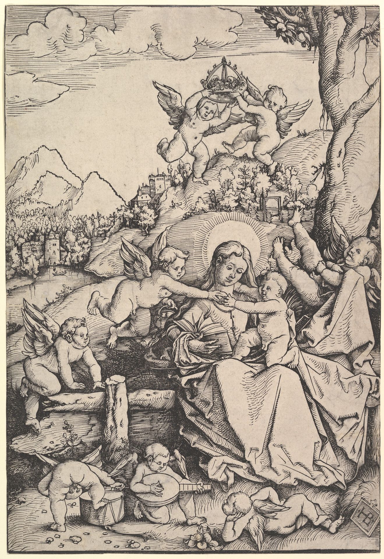 The Virgin and Child with Eight Angels in a Landscape by Hans Baldung