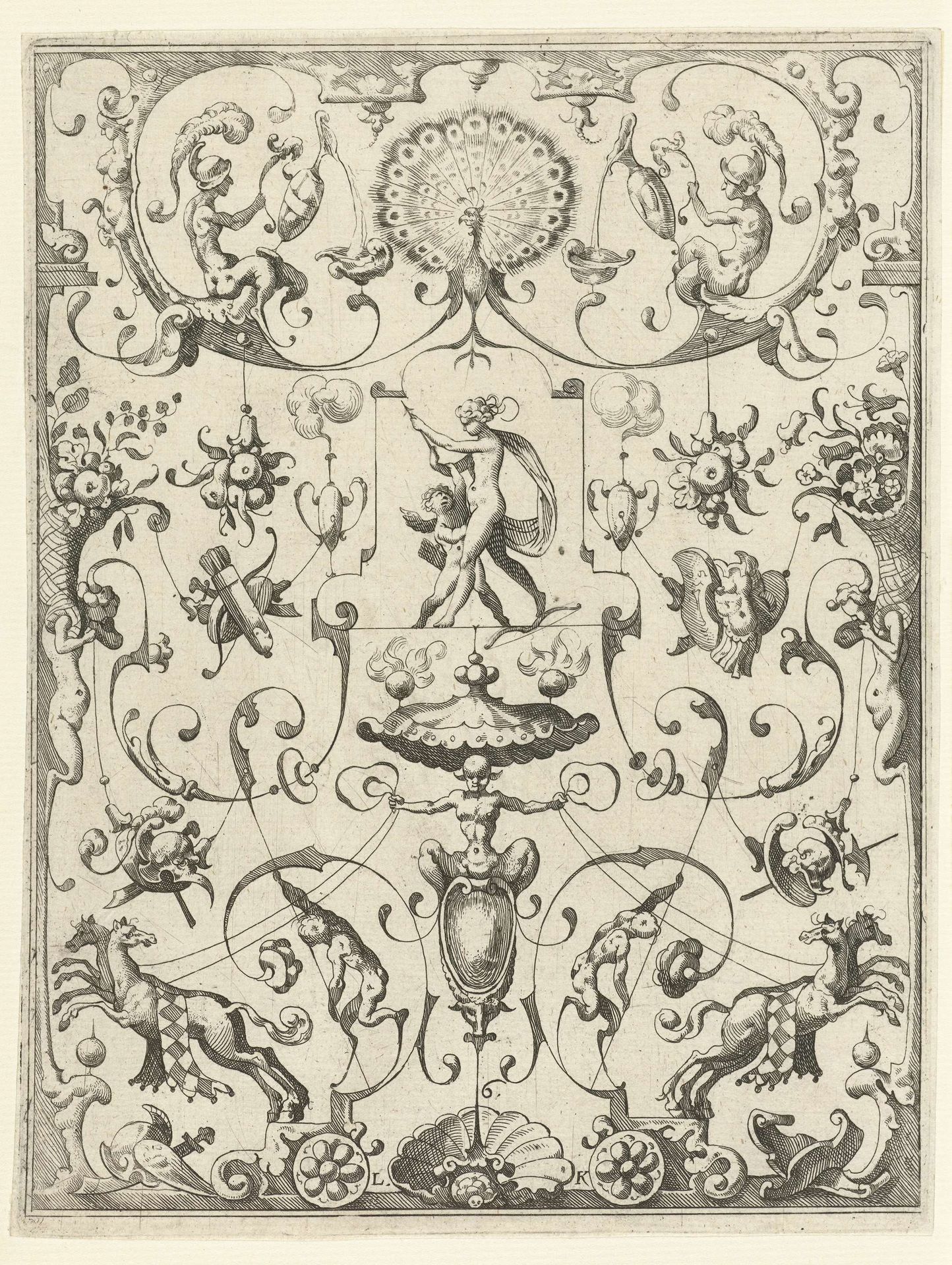 Vlakdecoratie met grotesken by Lucas Kilian