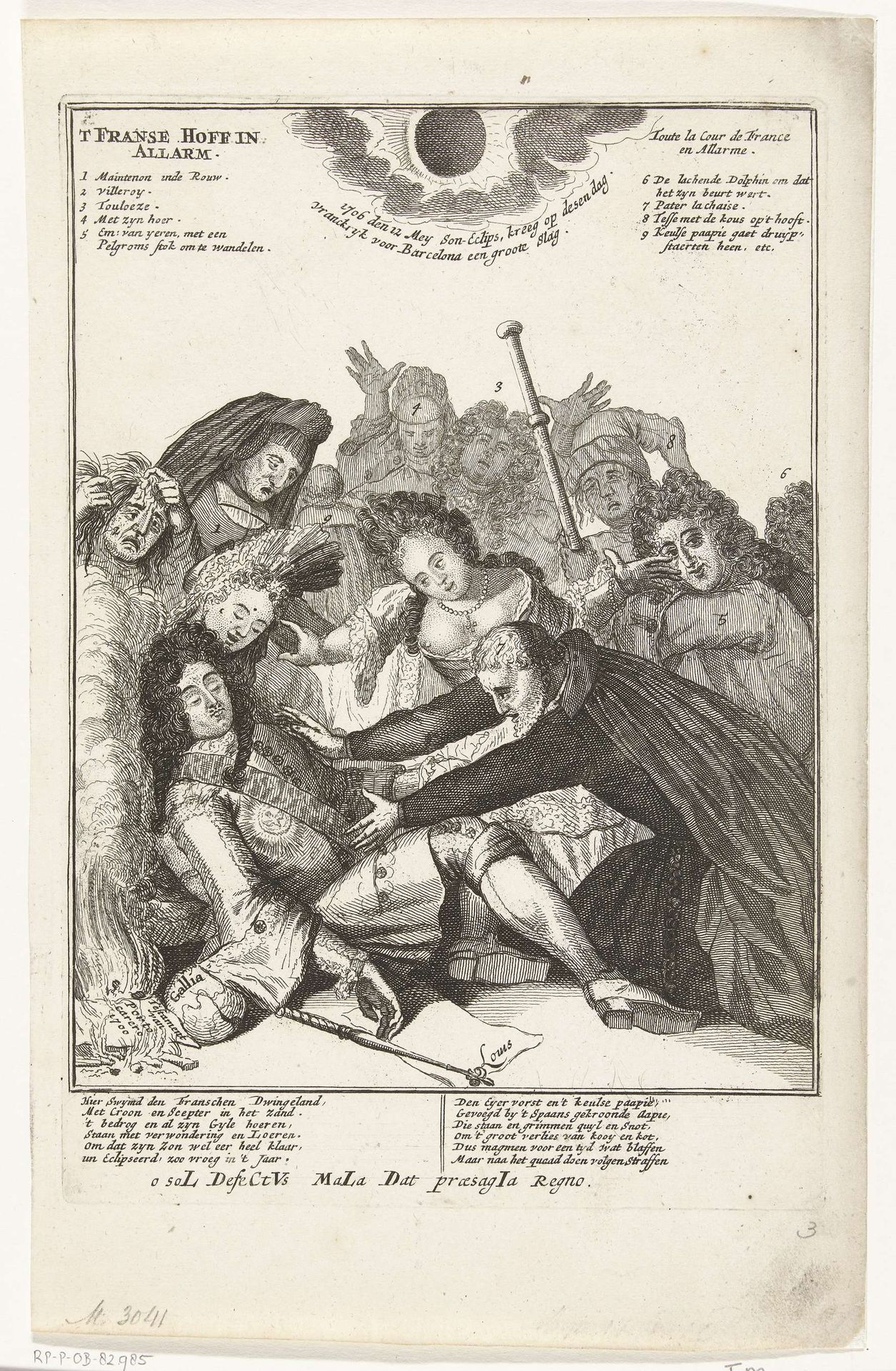 Lodewijk XIV flauwgevallen na het nieuws over het verlies van Barcelona, 1706 by Anonymous