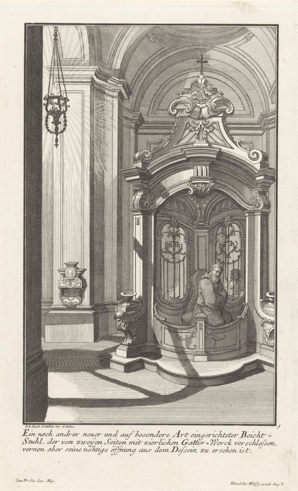 Biechtstoel met monnik by Georg Lichtensteger