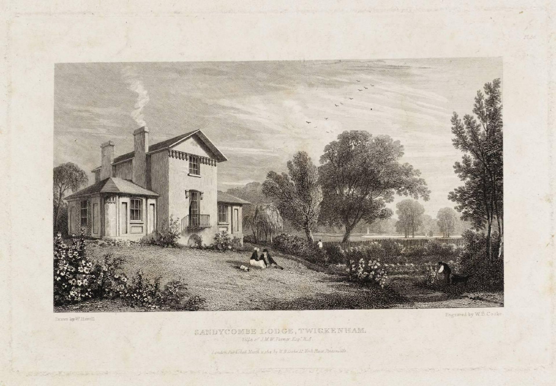 Sandycombe Lodge, Twickenham, Villa of J.M.W. Turner, engraved by W.B. Cooke by William Havell