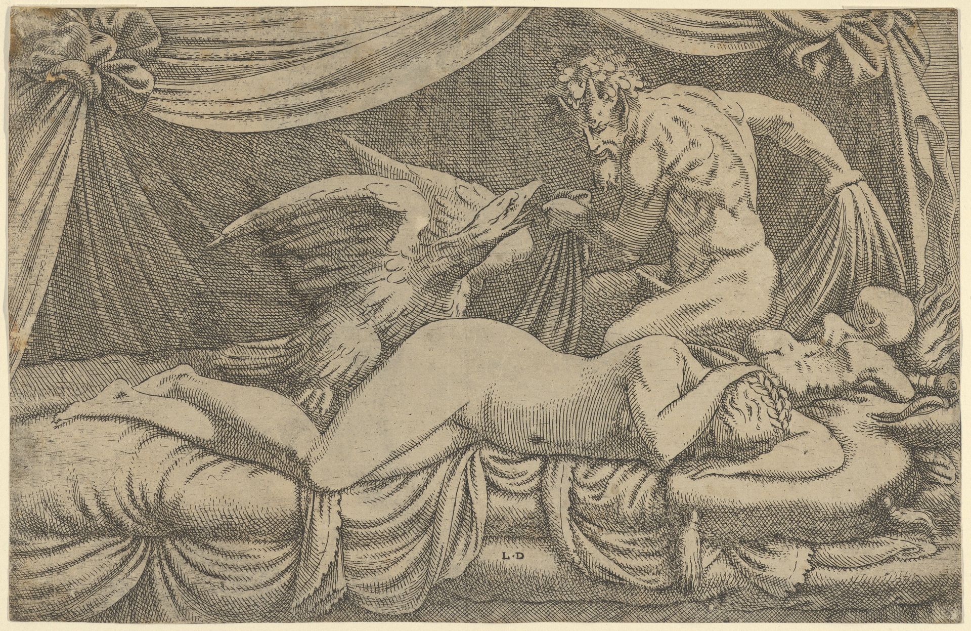 Jupiter and Antiope by Léon Davent