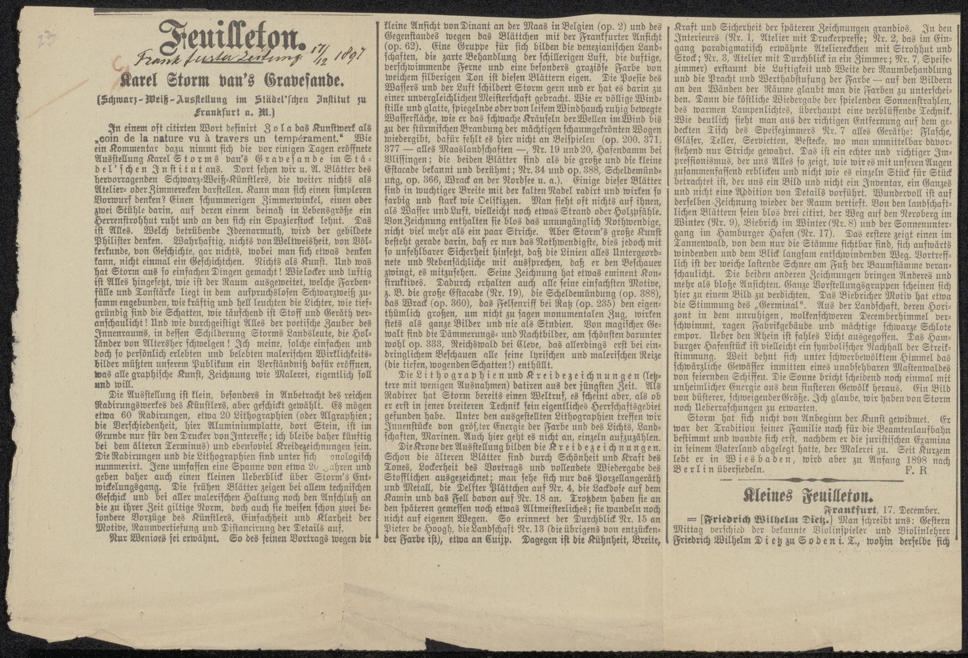 Krantenknipsel betreffende Carel Nicolaas Storm van 's-Gravesande by Anonymous