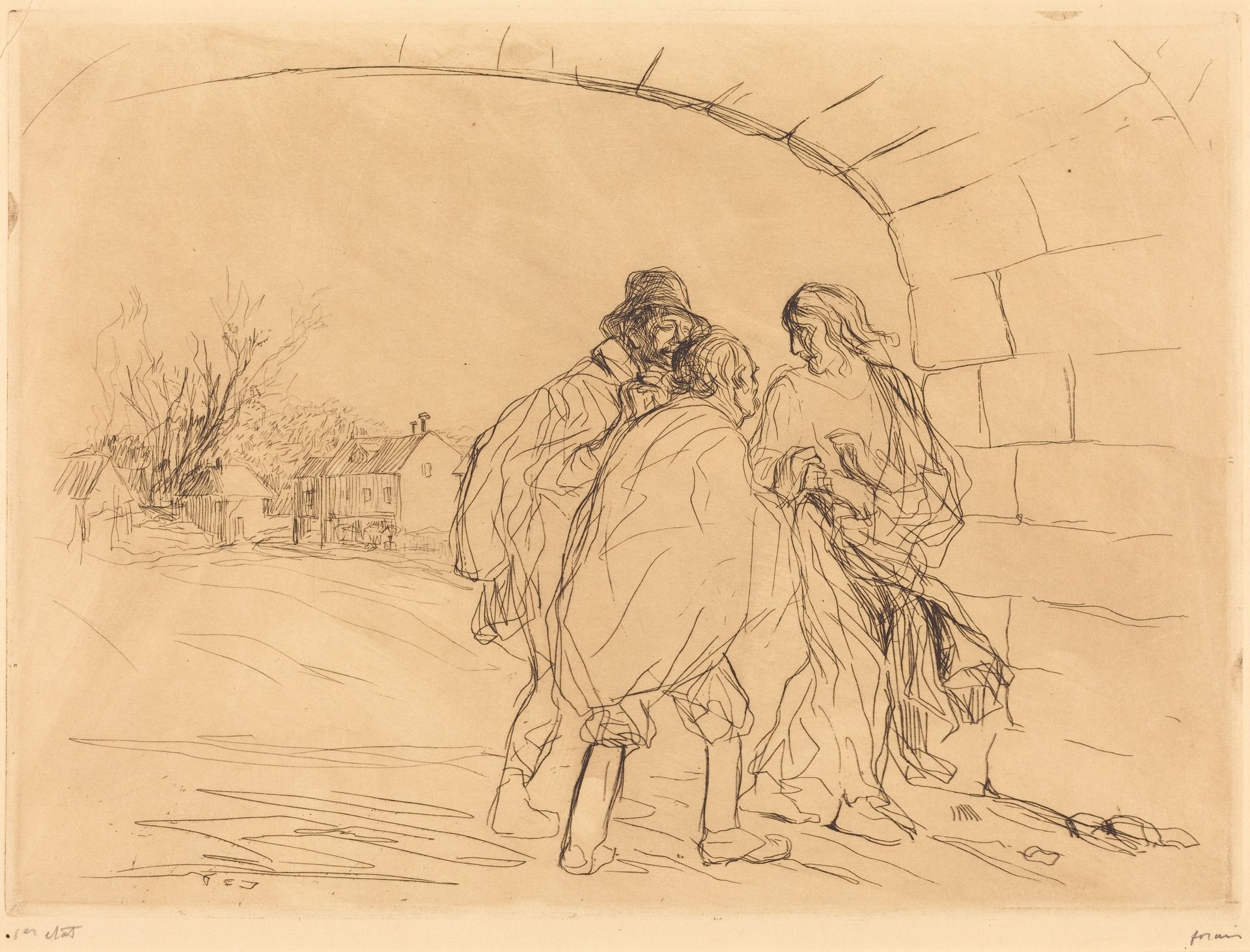 The Meeting under the Arch (first plate) by Jean-Louis Forain