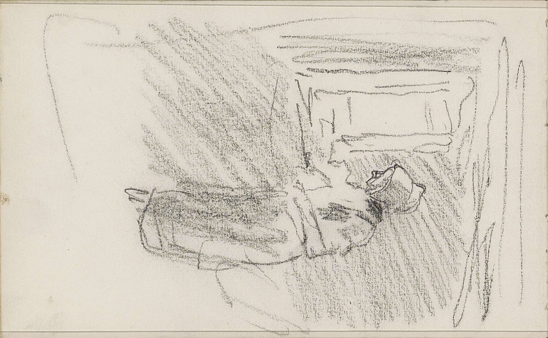 Staande vrouw met een muts bij een venster by Anton Mauve