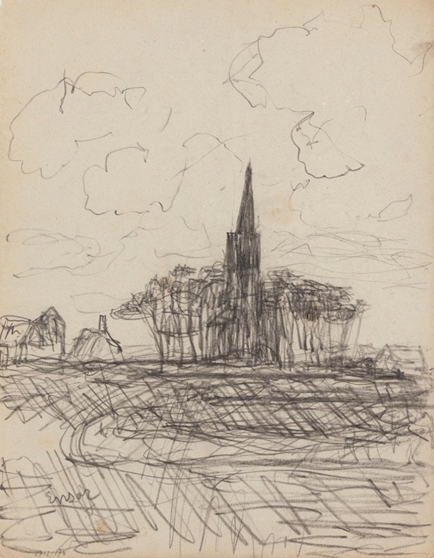 Village Church Surrounded by Trees by James Ensor