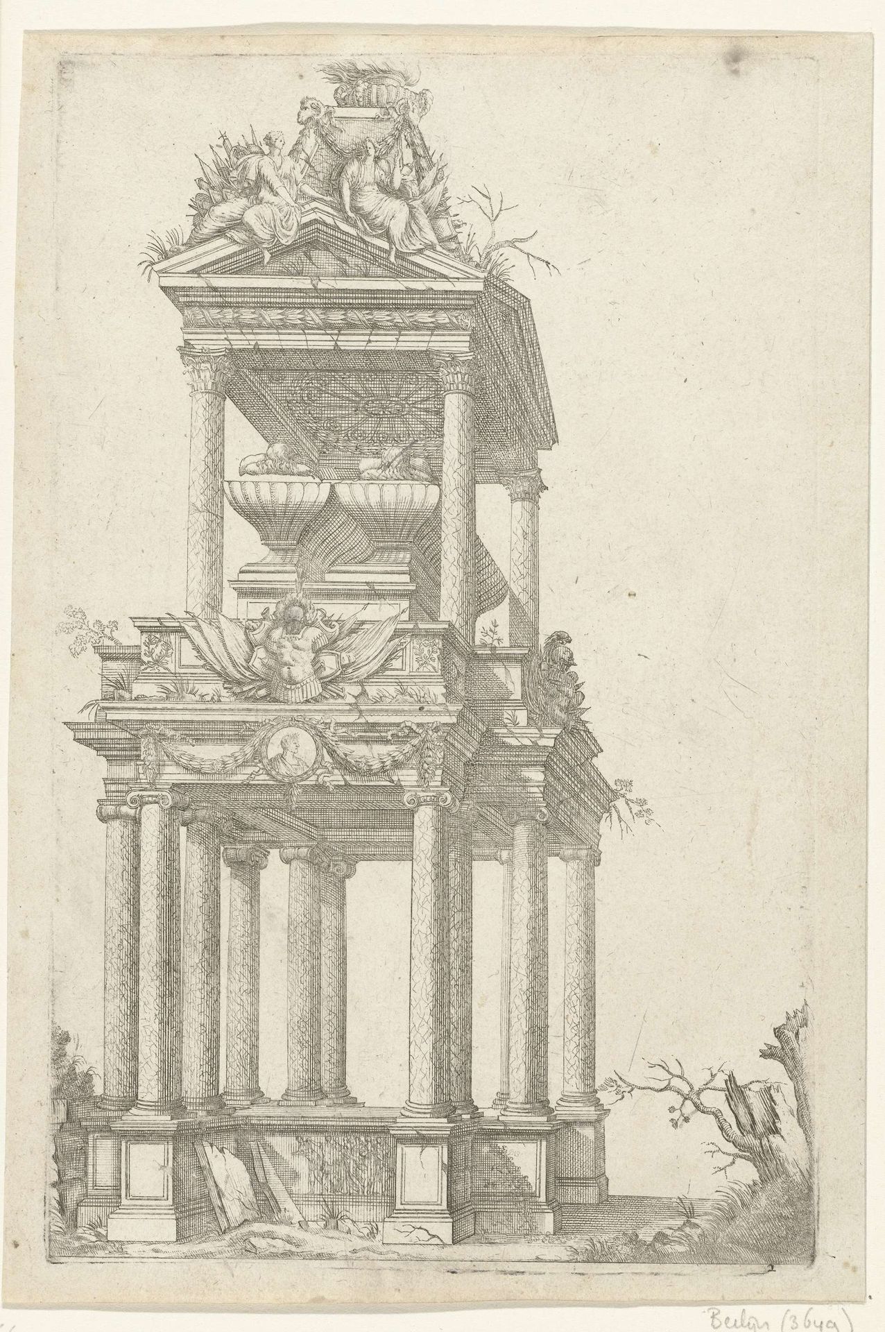 Grafmonument met twee verdiepingen by Jean (I) Marot