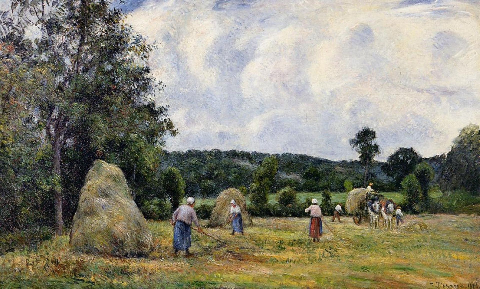 The Harvest at Montfoucault 2 by Camille Pissarro