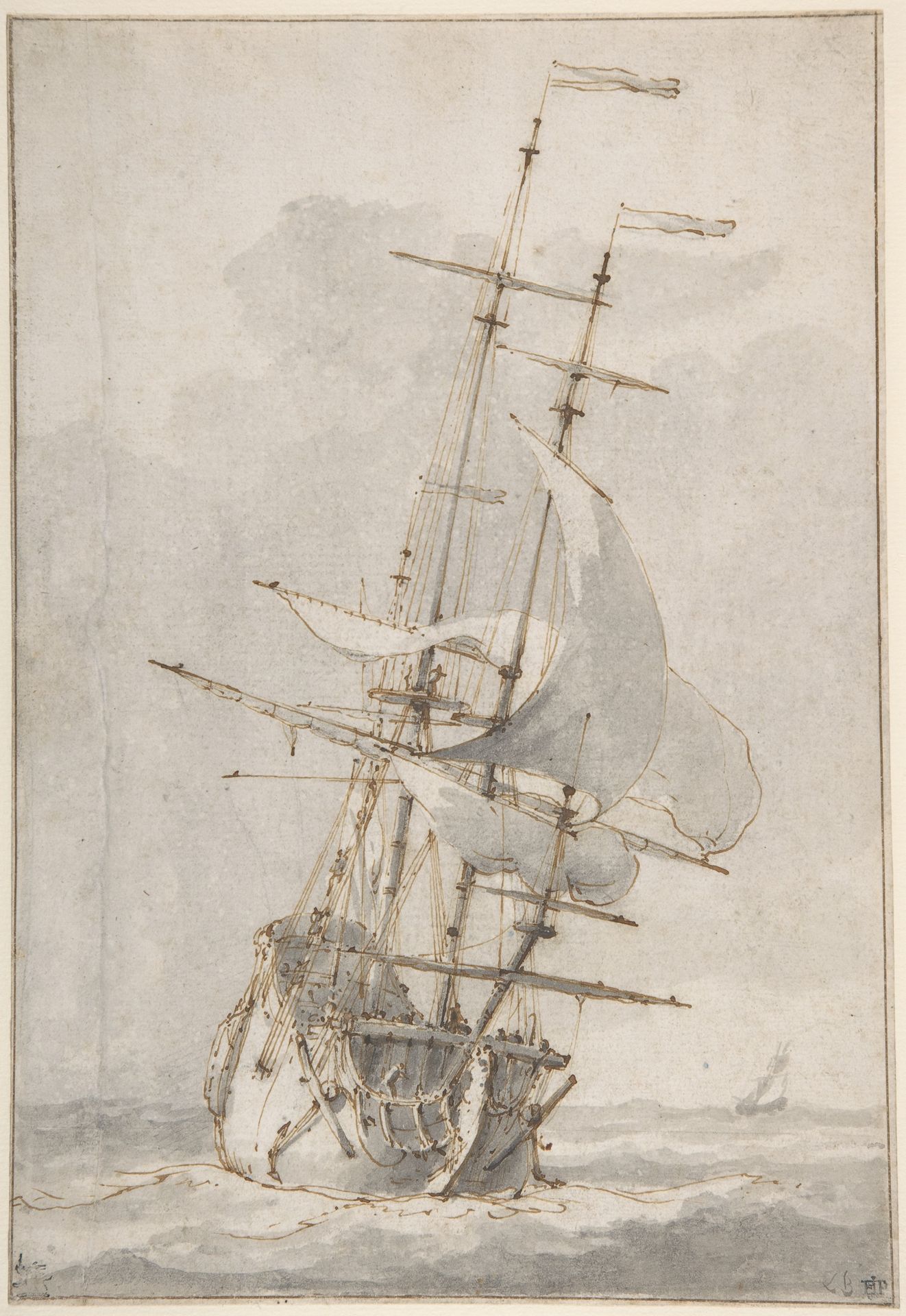 A Ship at Sea by Ludolf Backhuysen