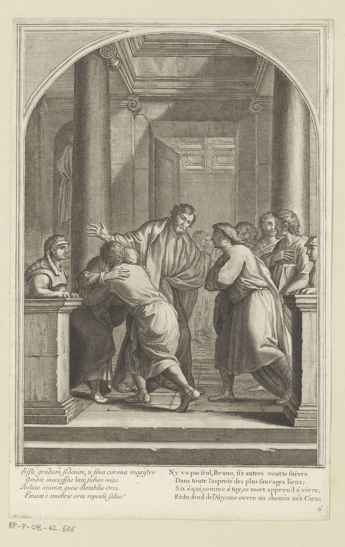 Heilige Bruno en enkele van zijn discipelen doen afstand van de wereld by François Chauveau