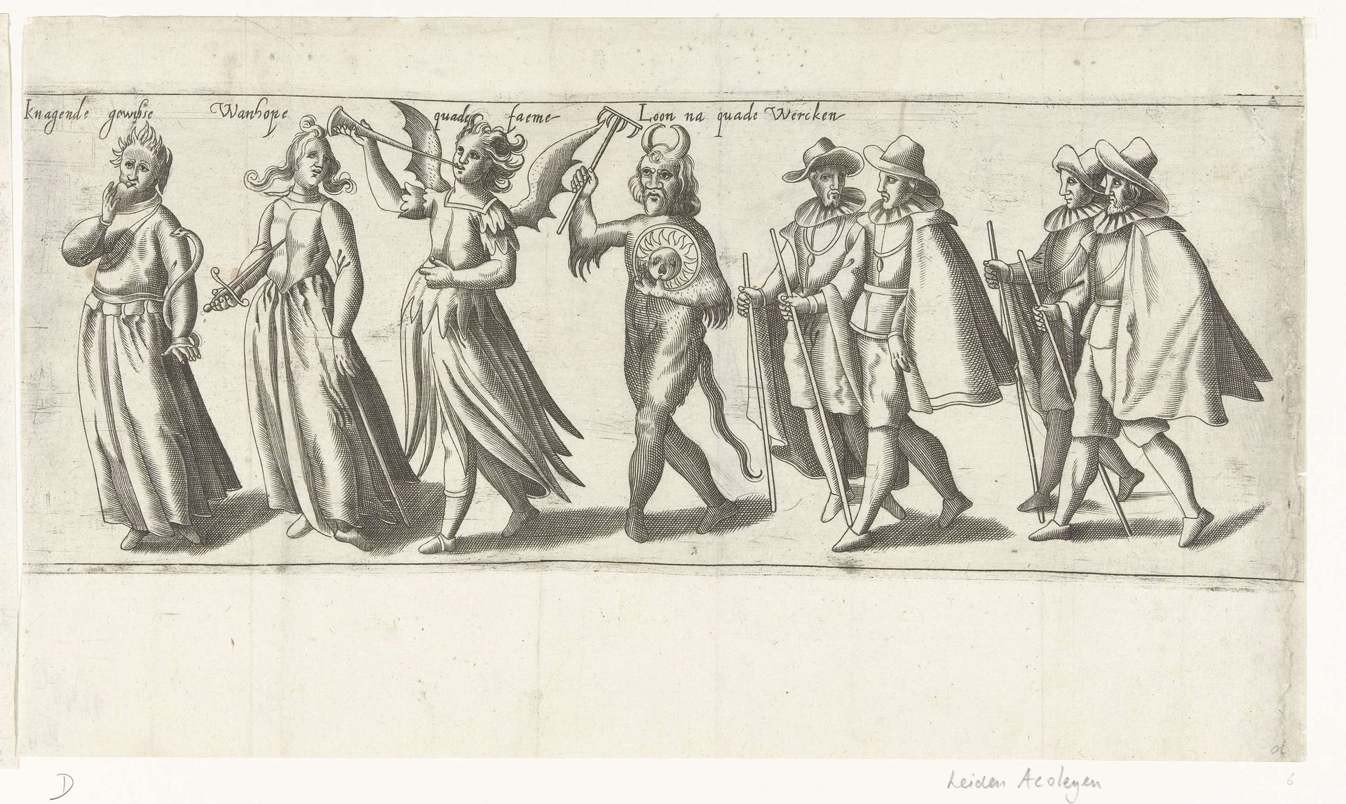 Optocht door de rederijkerskamer De Witte Ackoleyen uit Leiden (vierde deel), 1607 by Anonymous