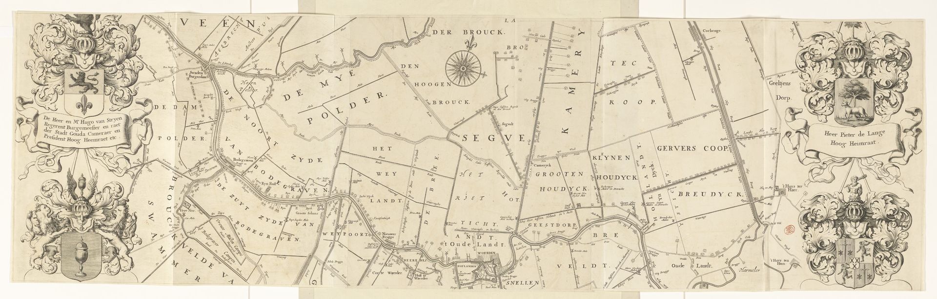 Kaart van het Hoogheemraadschap van Woerden (middelste deel) by Justus Vinckboons