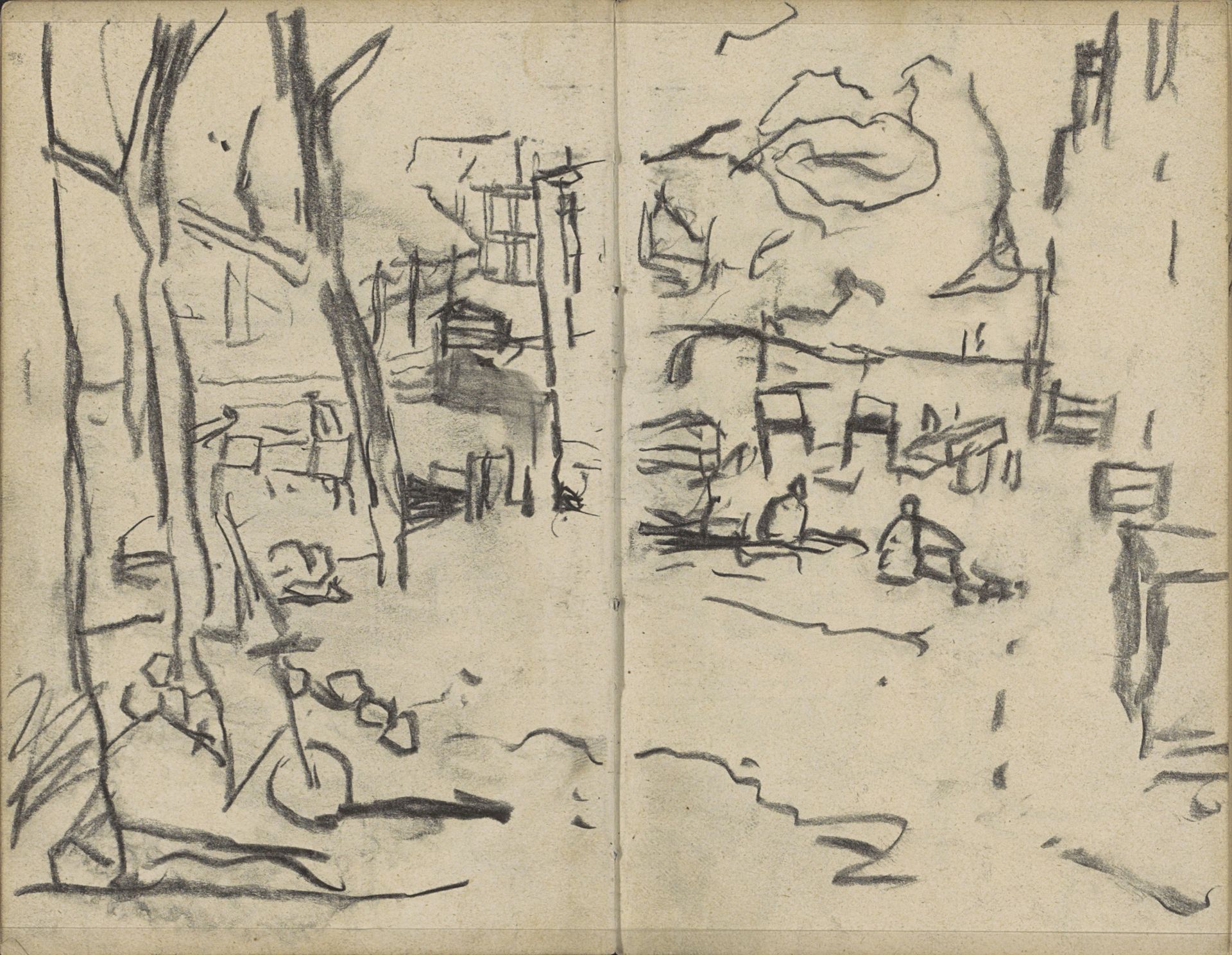 Figuren in een park of landschap by George Hendrik Breitner