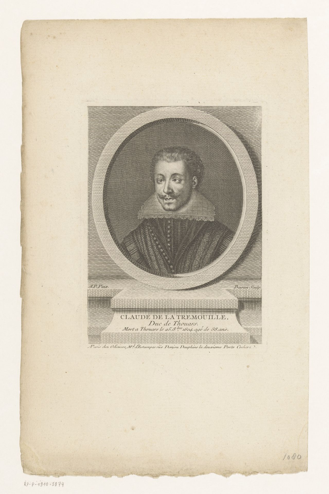 Portret van Claude de La Trémoille by Pierre François Basan