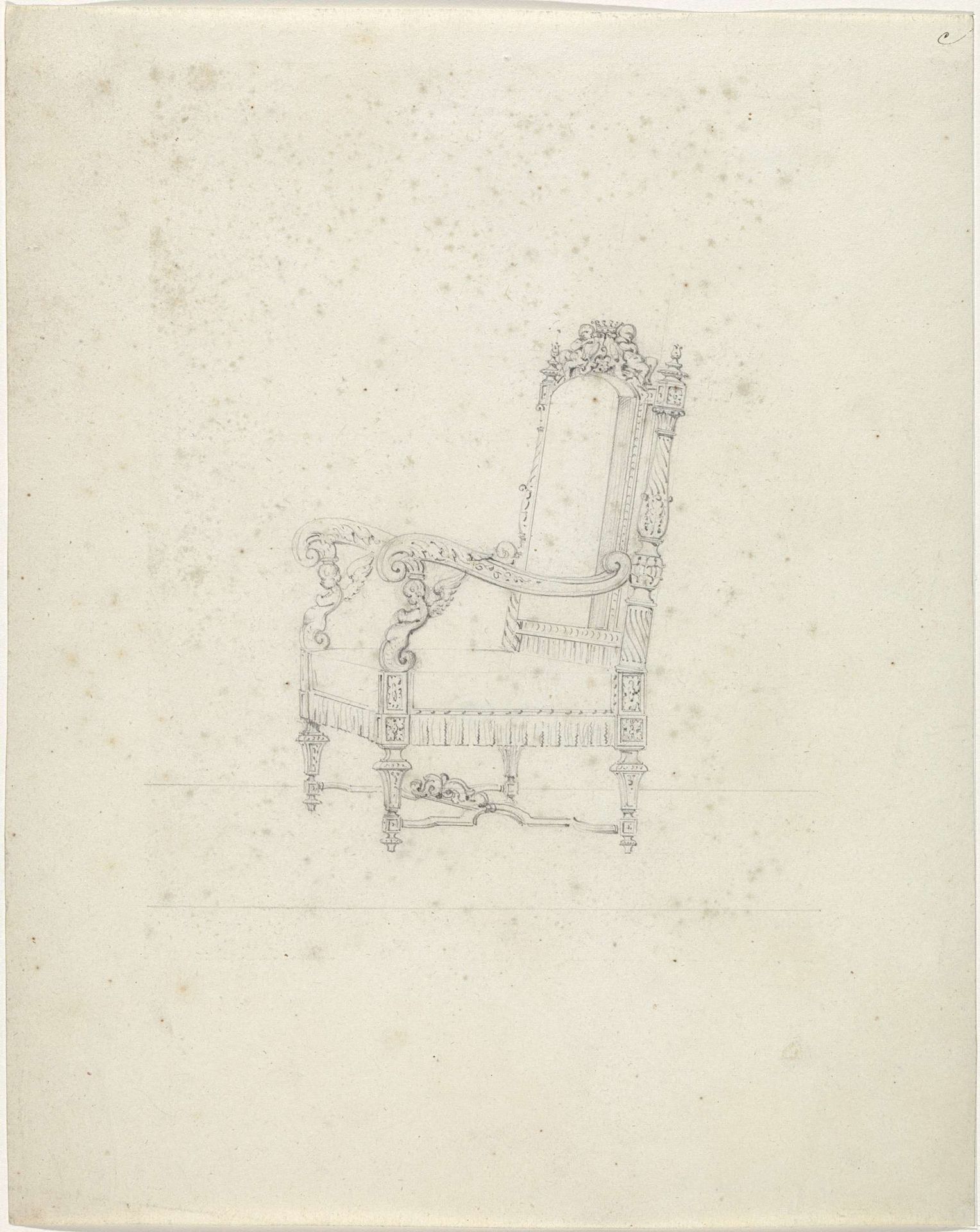 Ontwerp voor een armstoel by Firma Feuchère