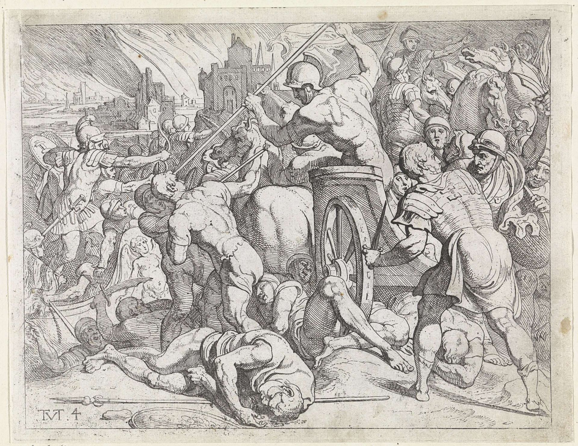Odysseus vecht met de Kikonen by Theodoor van Thulden