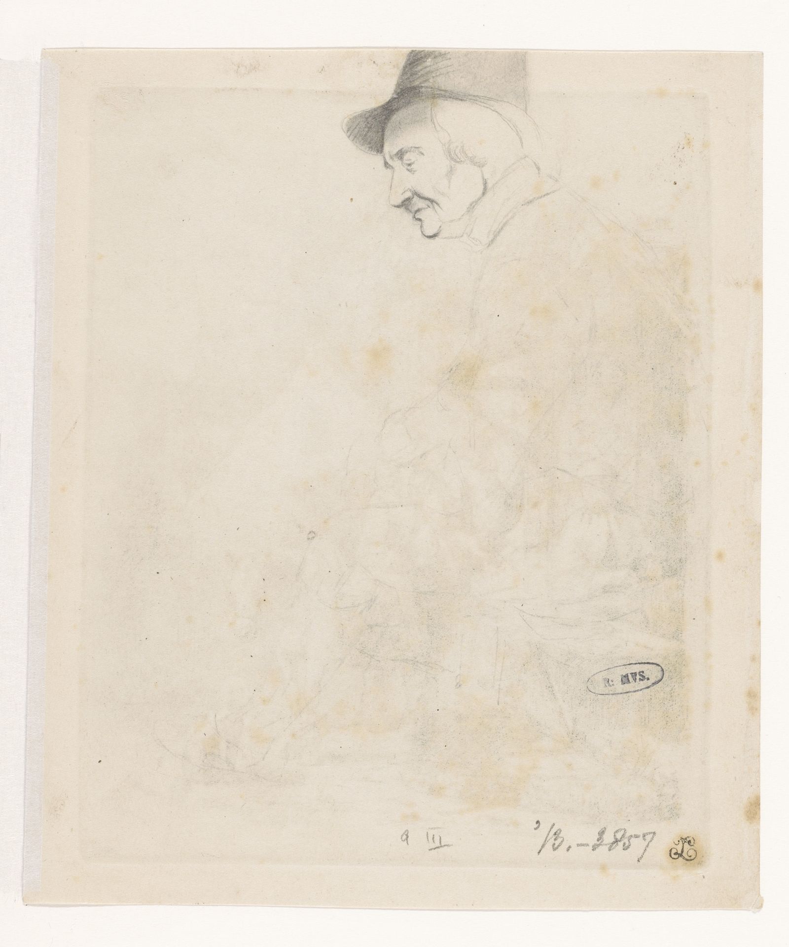 Man zittend op een bank by Adrien Joseph Verhoeven-Ball