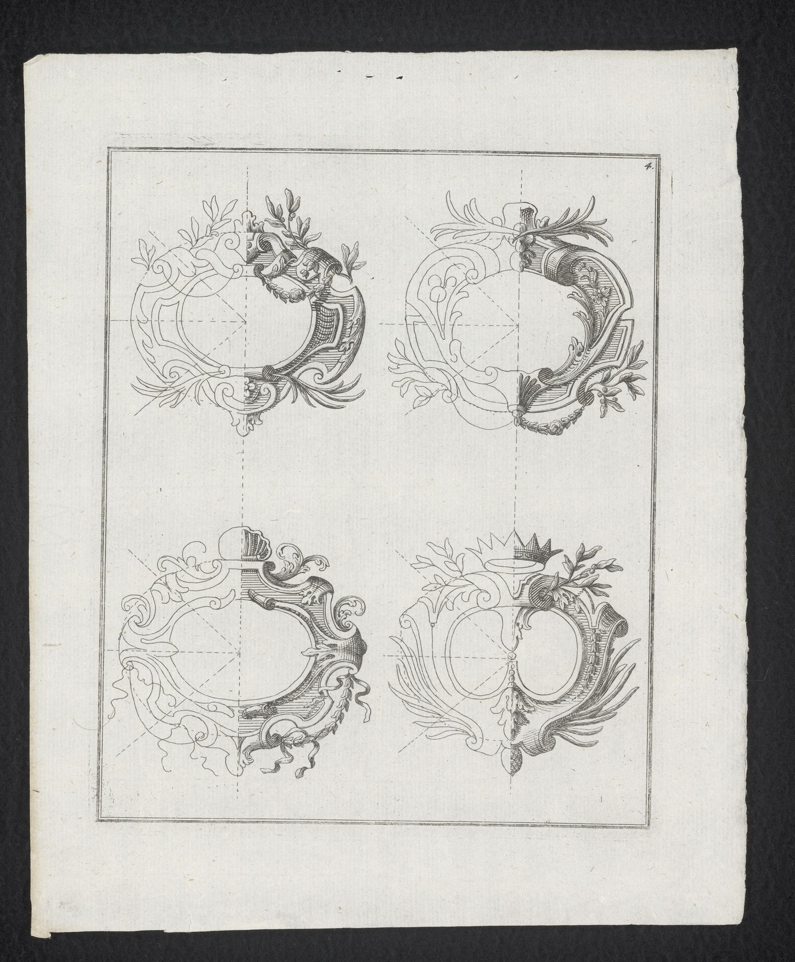 Vier rocaille schilden by Anonymous
