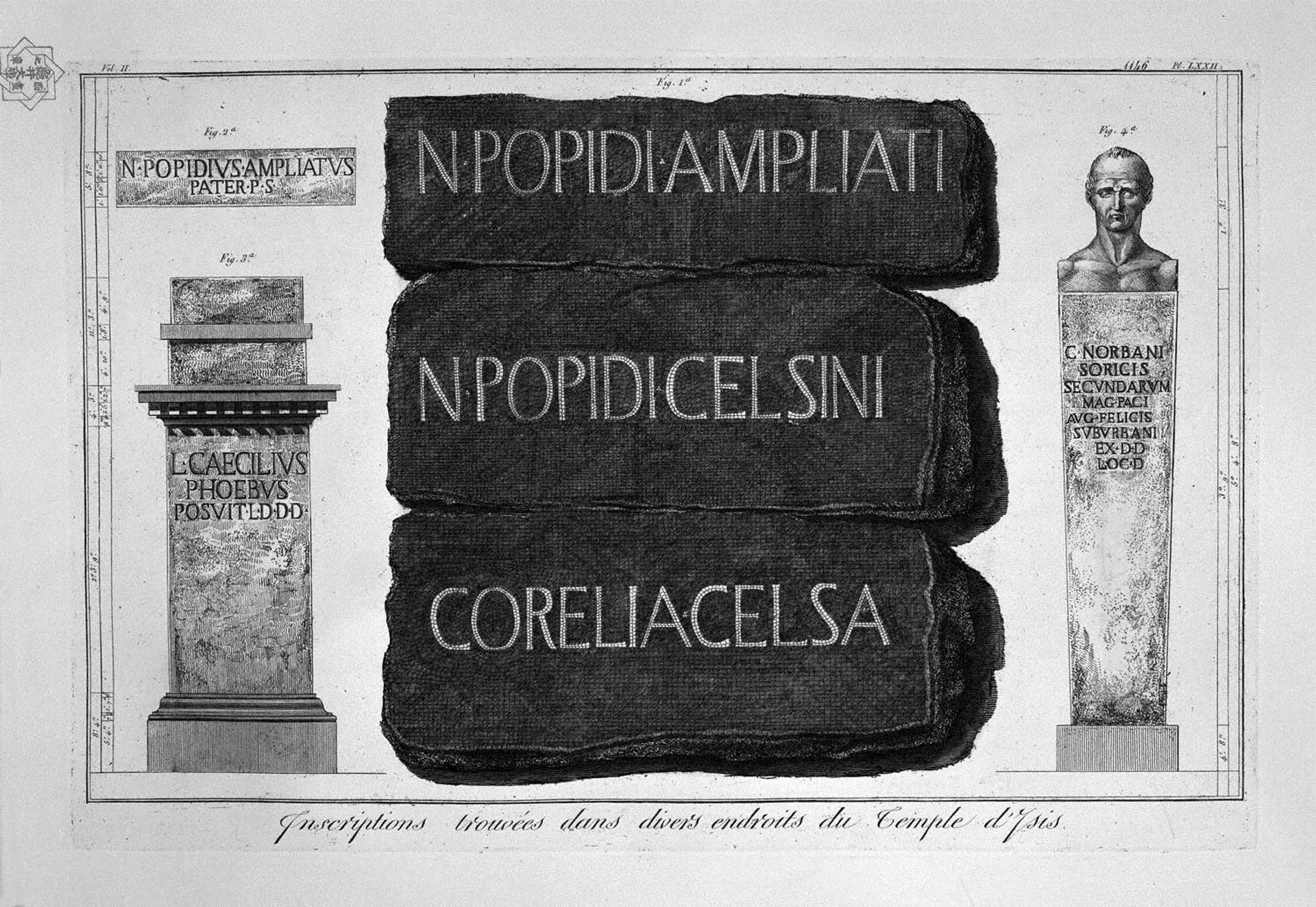 Black and white mosaic floor of the Temple of the cell referred to above, and which was inscribed at the entrance of the enclosure by Giovanni Battista Piranesi